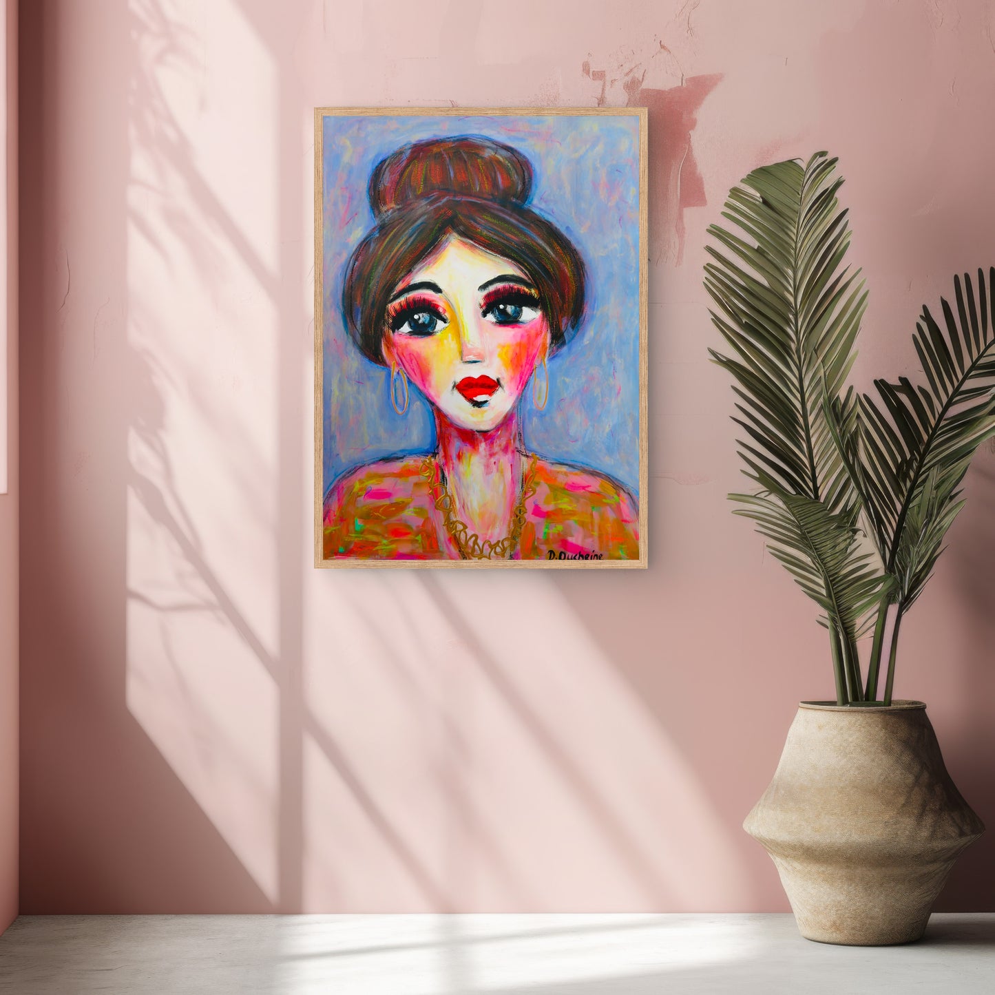 Origineel schilderij – kleurrijk expressief portret – Cato vol klasse – Danielle Ducheine