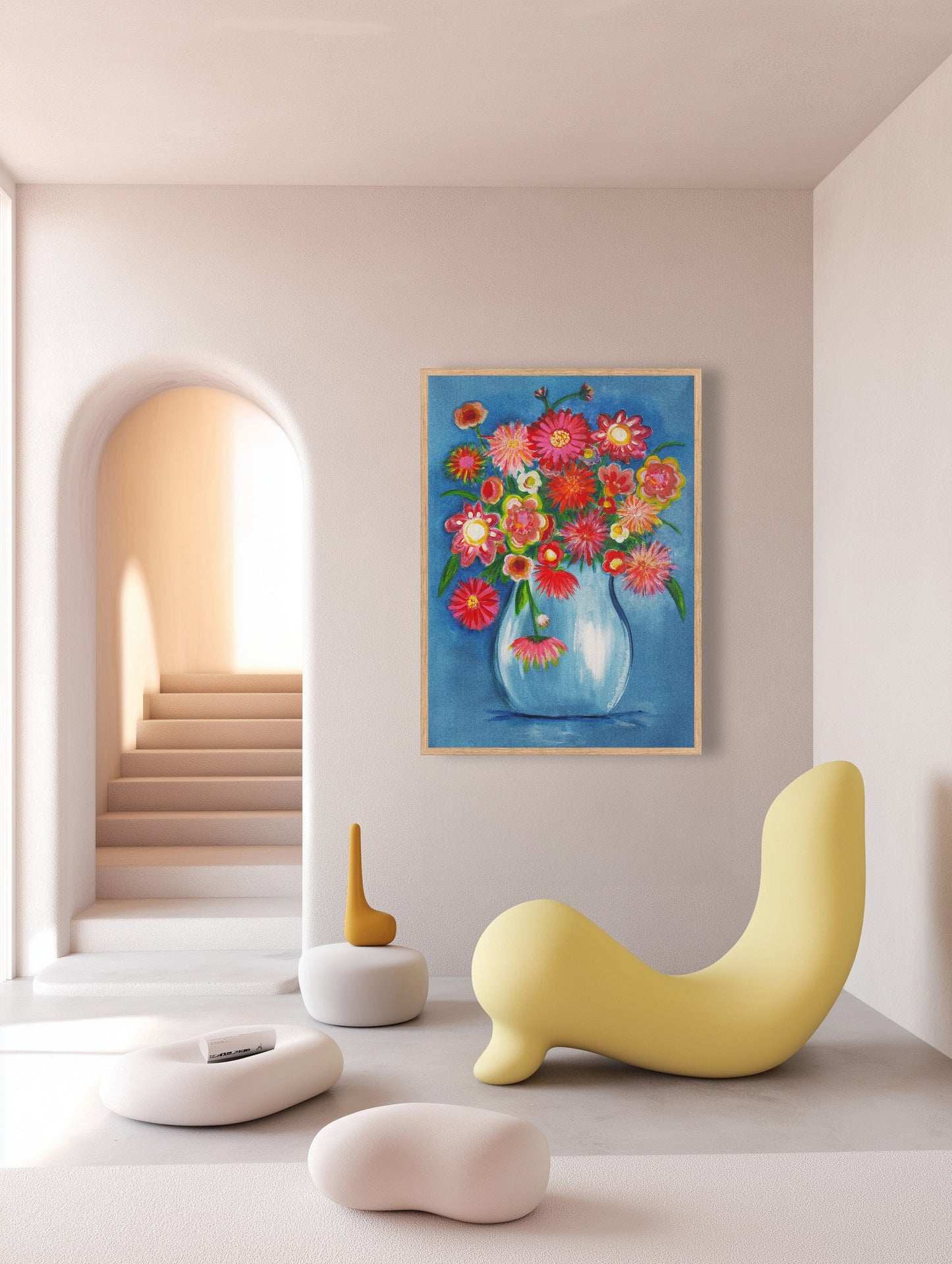 Origineel schilderij – kleurrijk expressief bloemenschilderij – I love Dahlia's – Danielle Ducheine