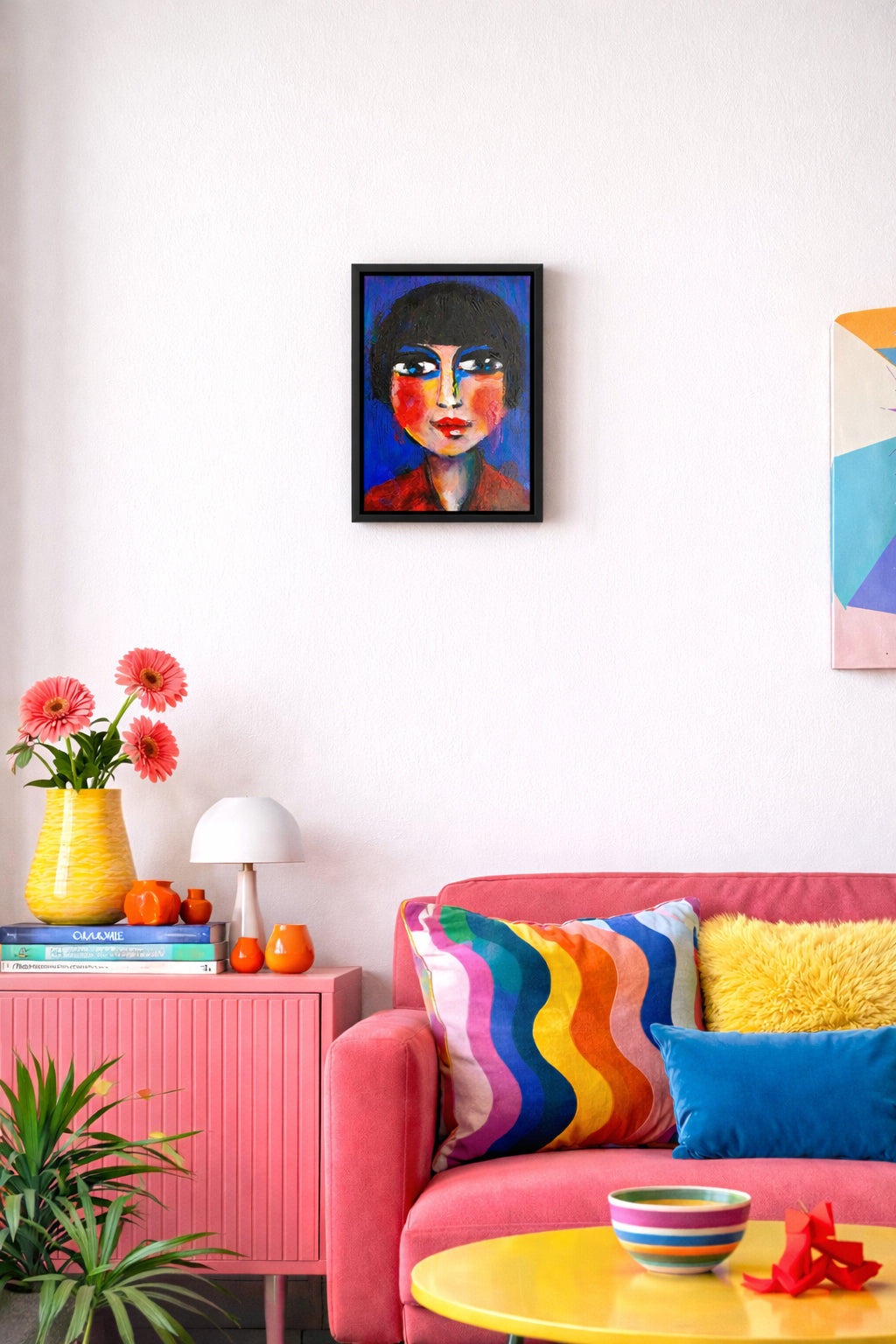 Origineel schilderij – kleurrijk abstract portret – Maud van Dongen – Danielle Ducheine