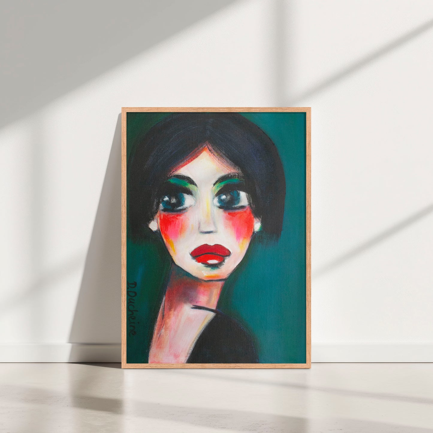 Origineel schilderij – kleurrijk expressief portret – Minou, innerlijke kracht – Danielle Ducheine