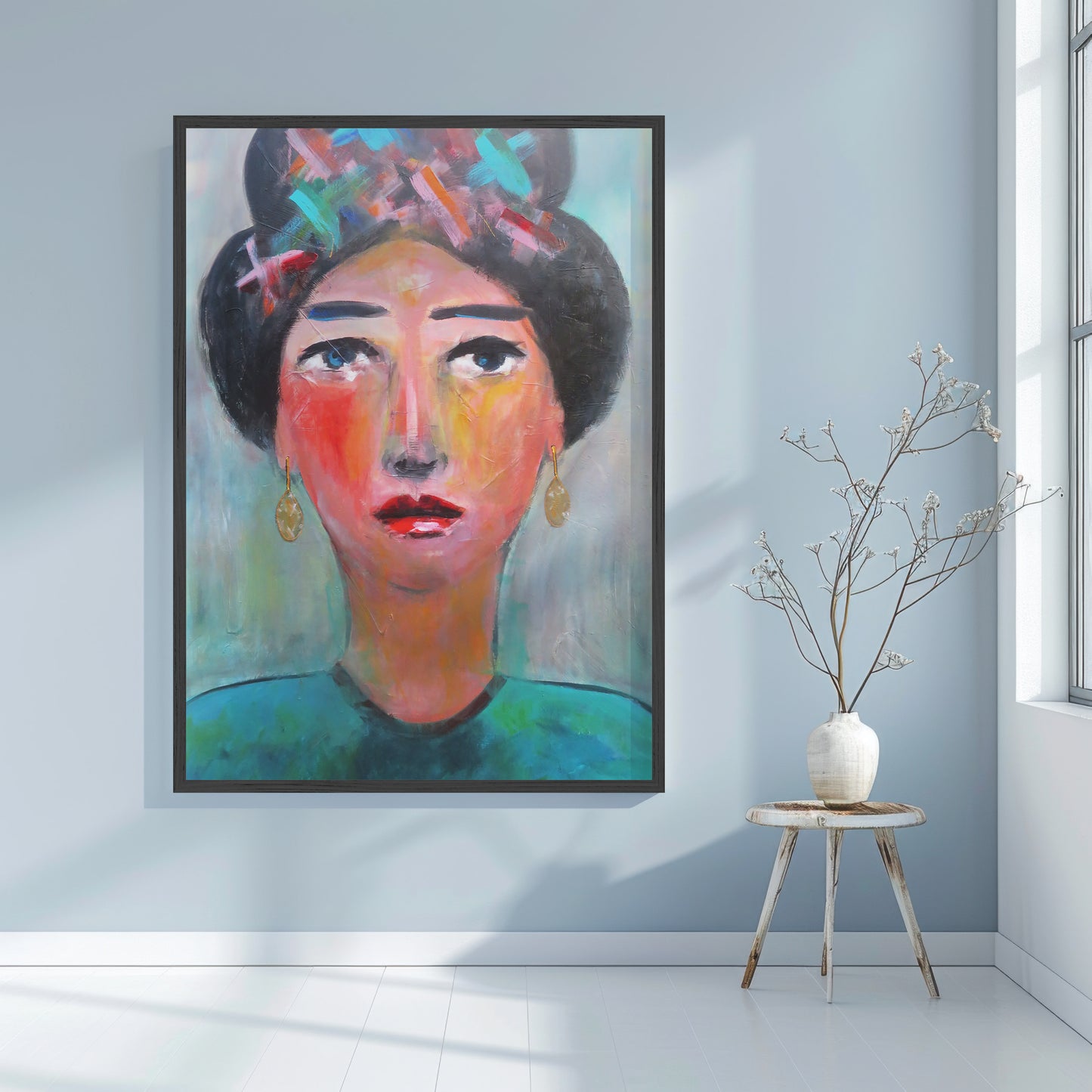 Origineel schilderij – kleurrijk intuïtief portret – Antoinette – Danielle Ducheine