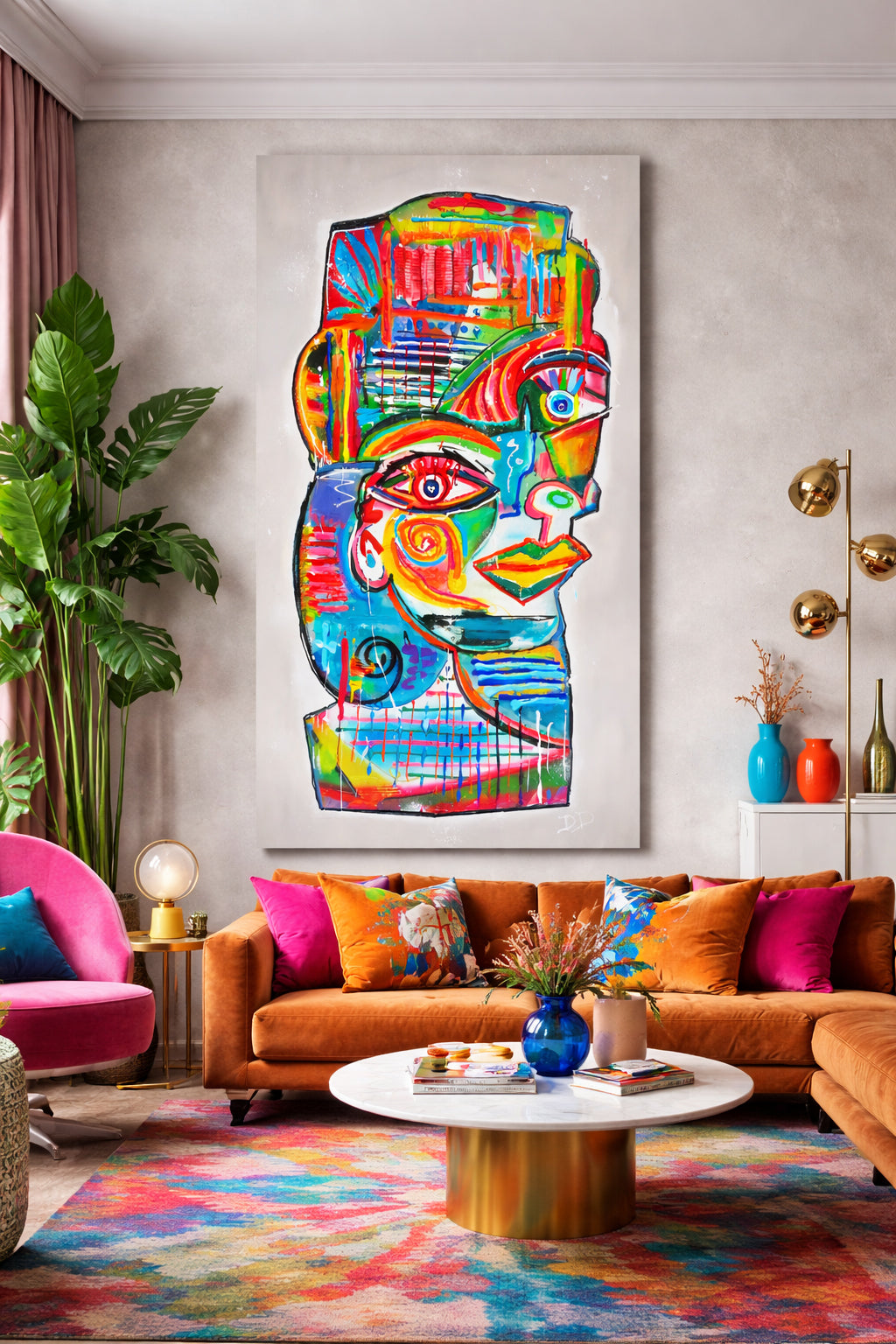 Origineel schilderij – kleurrijk abstract werk – Bust of a woman – Danielle Ducheine