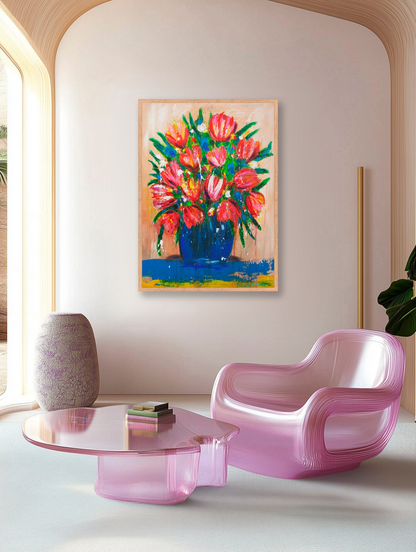 Origineel schilderij – kleurrijk expressief bloemenschilderij – Tulpen uit Amsterdam – Danielle Ducheine