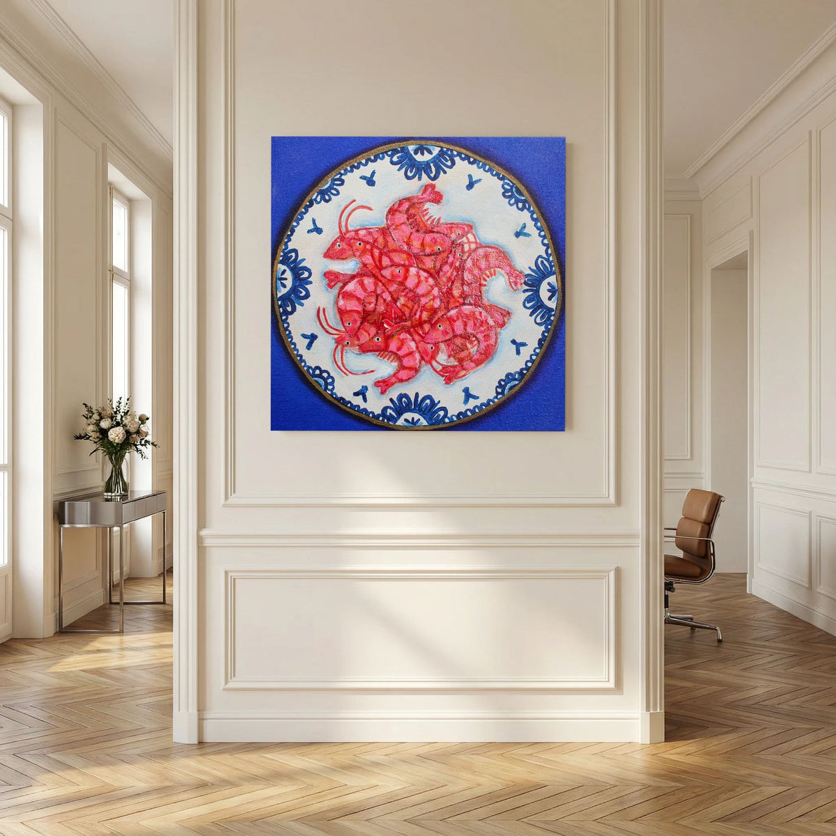 Garnalen met Lef – kleurrijke Fine Art Print op canvas
