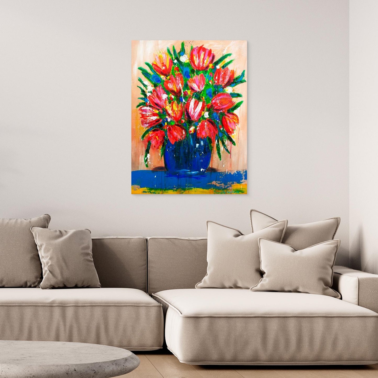 Fine art canvas print – kleurrijk expressief werk – Tulpen uit Amsterdam – Danielle Ducheine