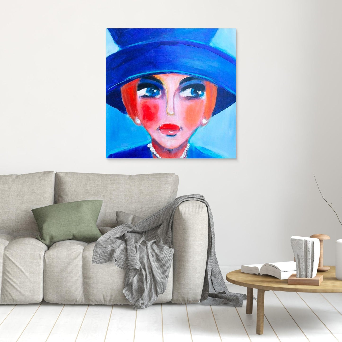 Fine art canvas print – kleurrijk expressief portret – Blauw met Attitude – Danielle Ducheine