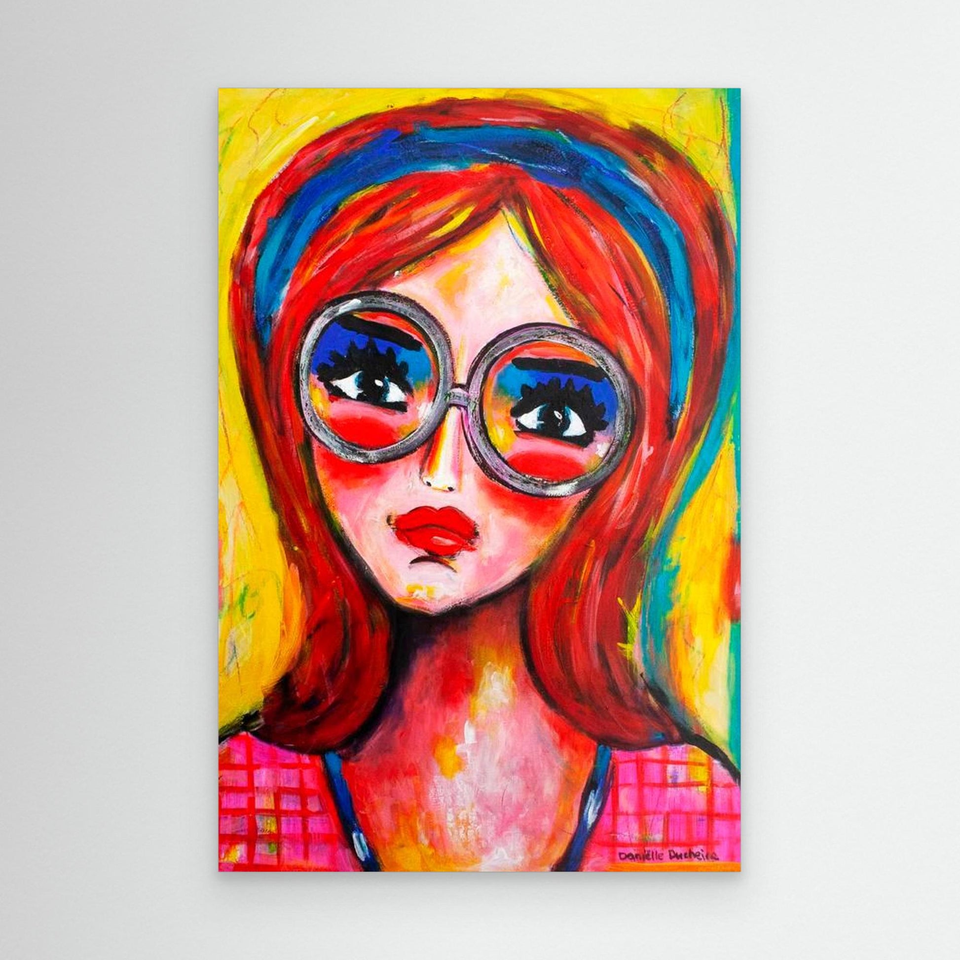 Fine art canvas print – kleurrijk expressief portret – Pink lady Power – Danielle Ducheine