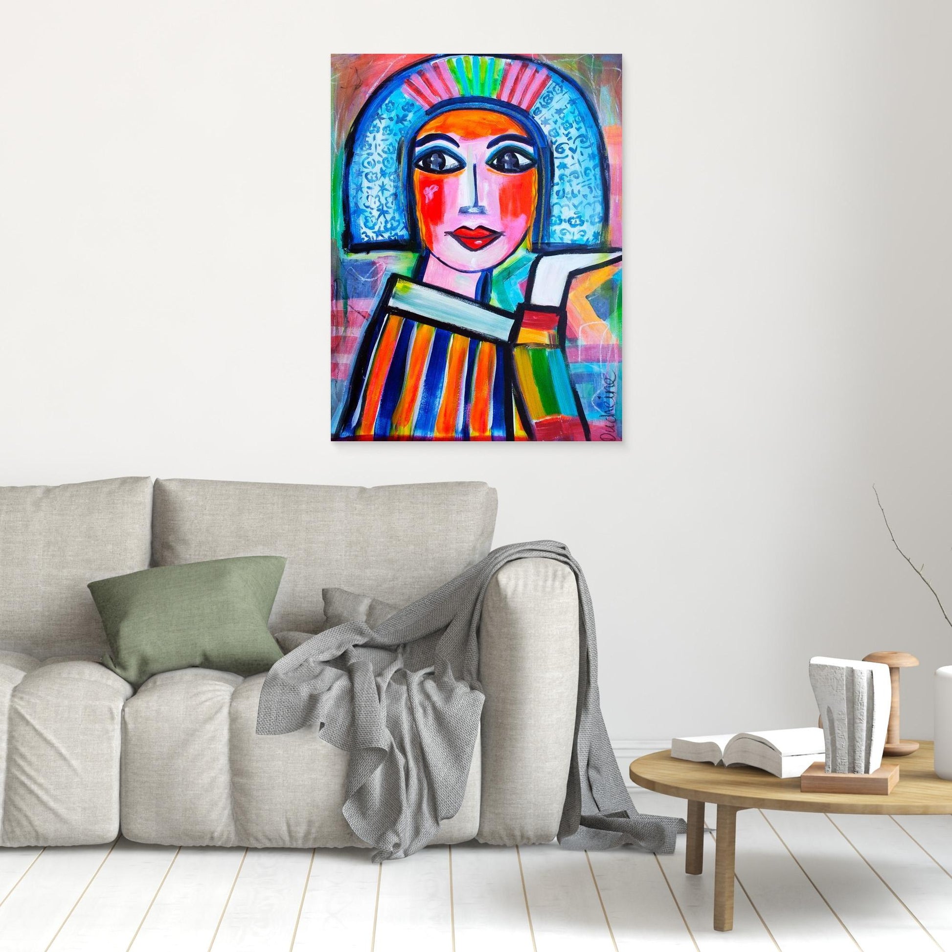 Fine art canvas print – kleurrijk expressief portret – Fietje vol kleur – Danielle Ducheine