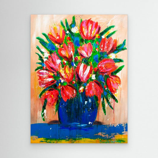 Fine art canvas print – kleurrijk expressief werk – Tulpen uit Amsterdam – Danielle Ducheine