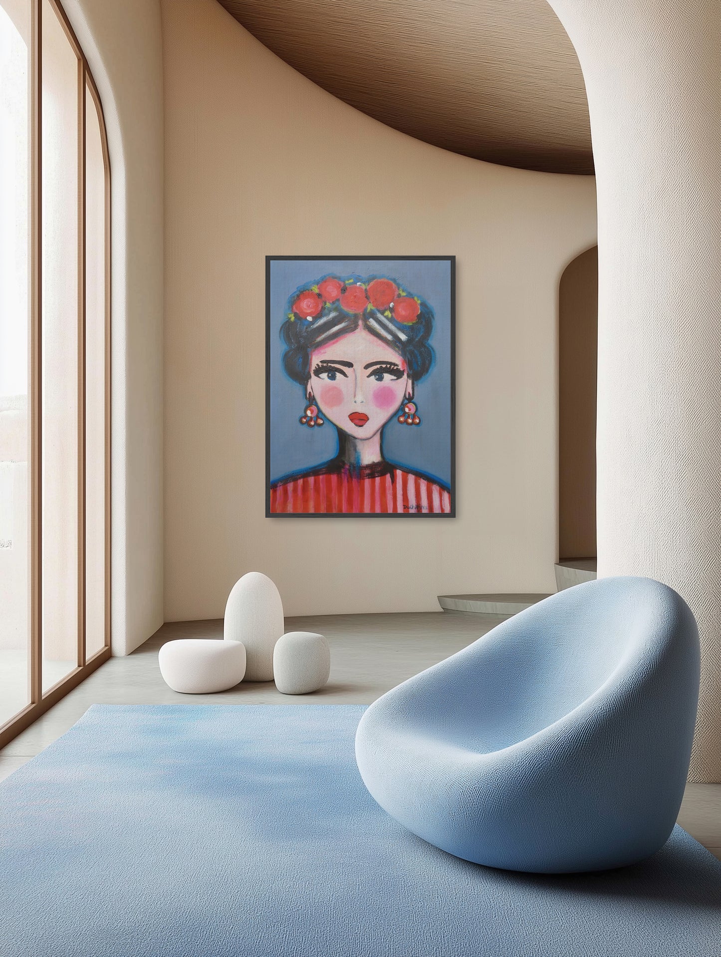 Origineel schilderij – kleurrijk expressief portret – Eliza with Flowers  – Danielle Ducheine