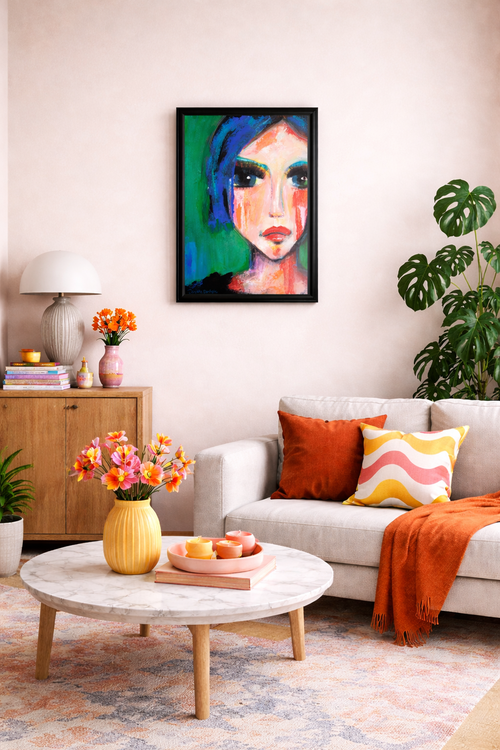 Origineel schilderij – kleurrijk expressief portret – Fren vol Mysterie  – Danielle Ducheine