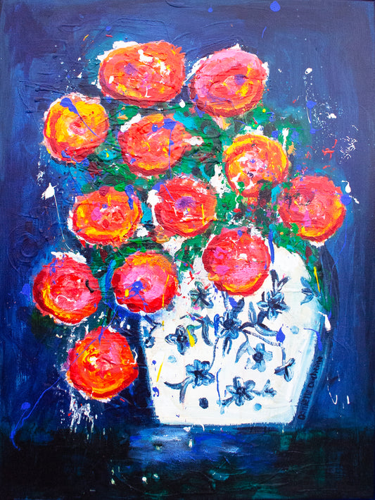 Origineel schilderij – kleurrijk expressief bloemenschilderij – Hollands Trots in Bloei – Danielle Ducheine