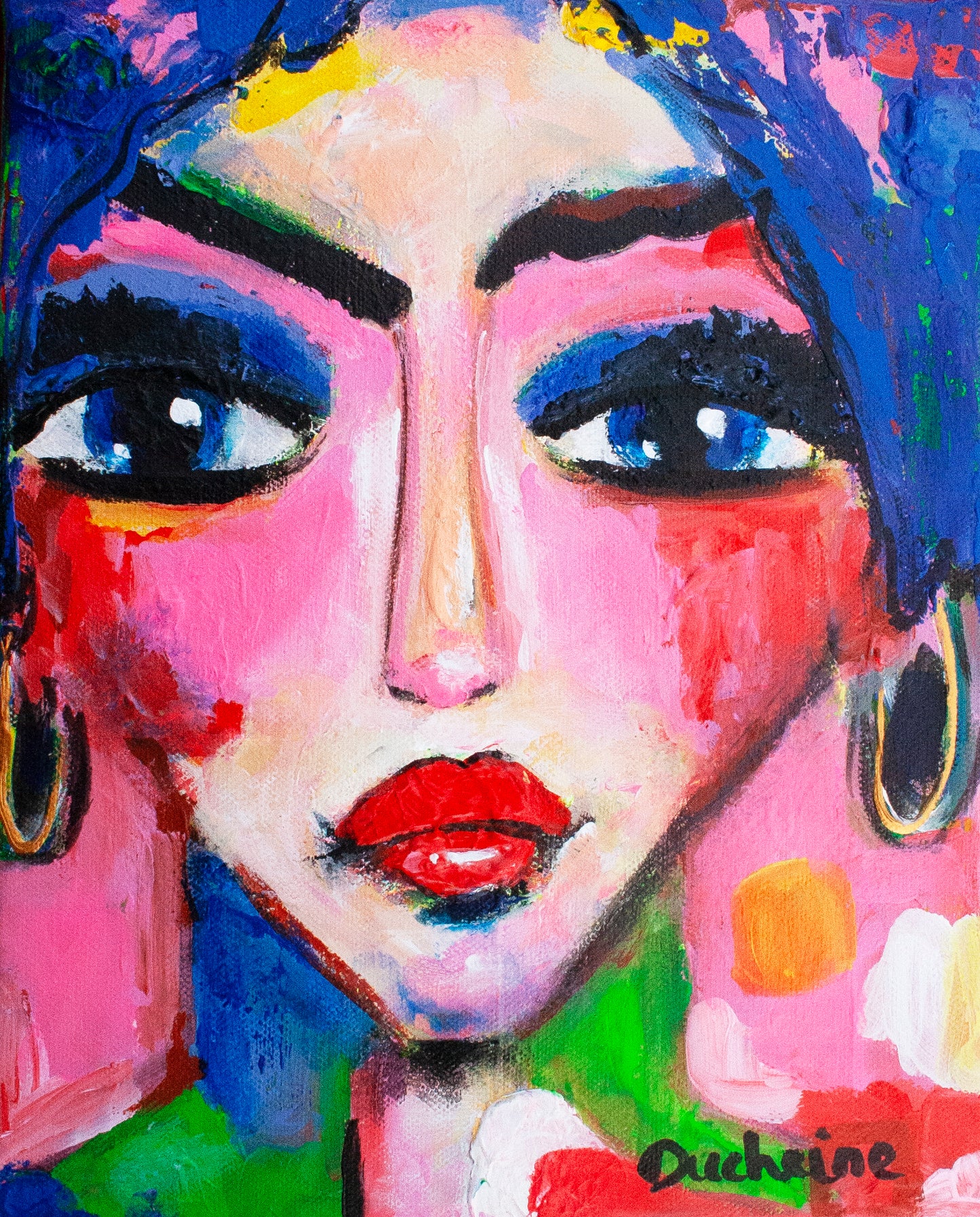 Origineel schilderij – kleurrijk abstract portret – Kleuren vol Lef – Danielle Ducheine