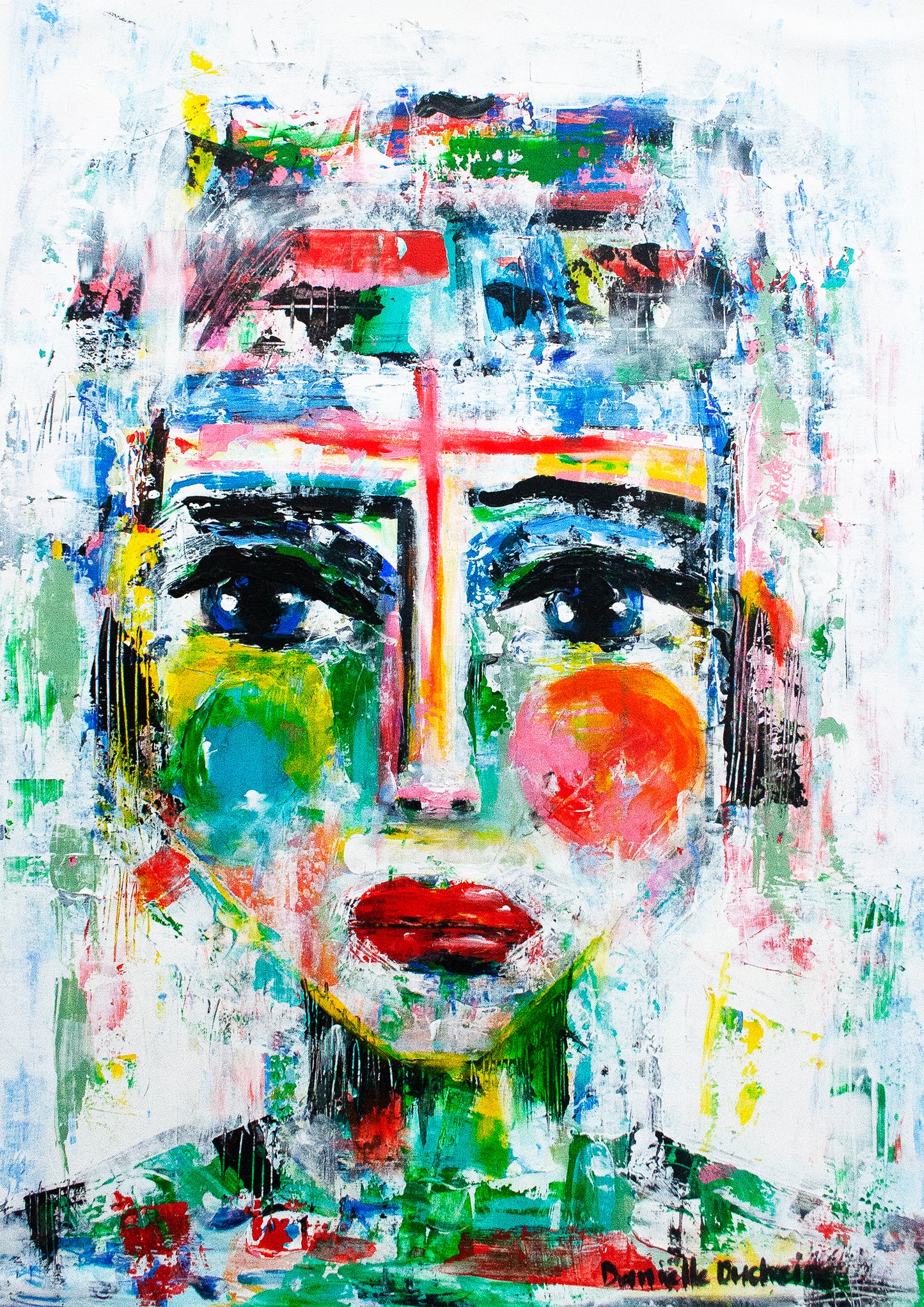 Origineel schilderij – kleurrijk expressief portret – Krachtige vrouw ontwaakt  – Danielle Ducheine