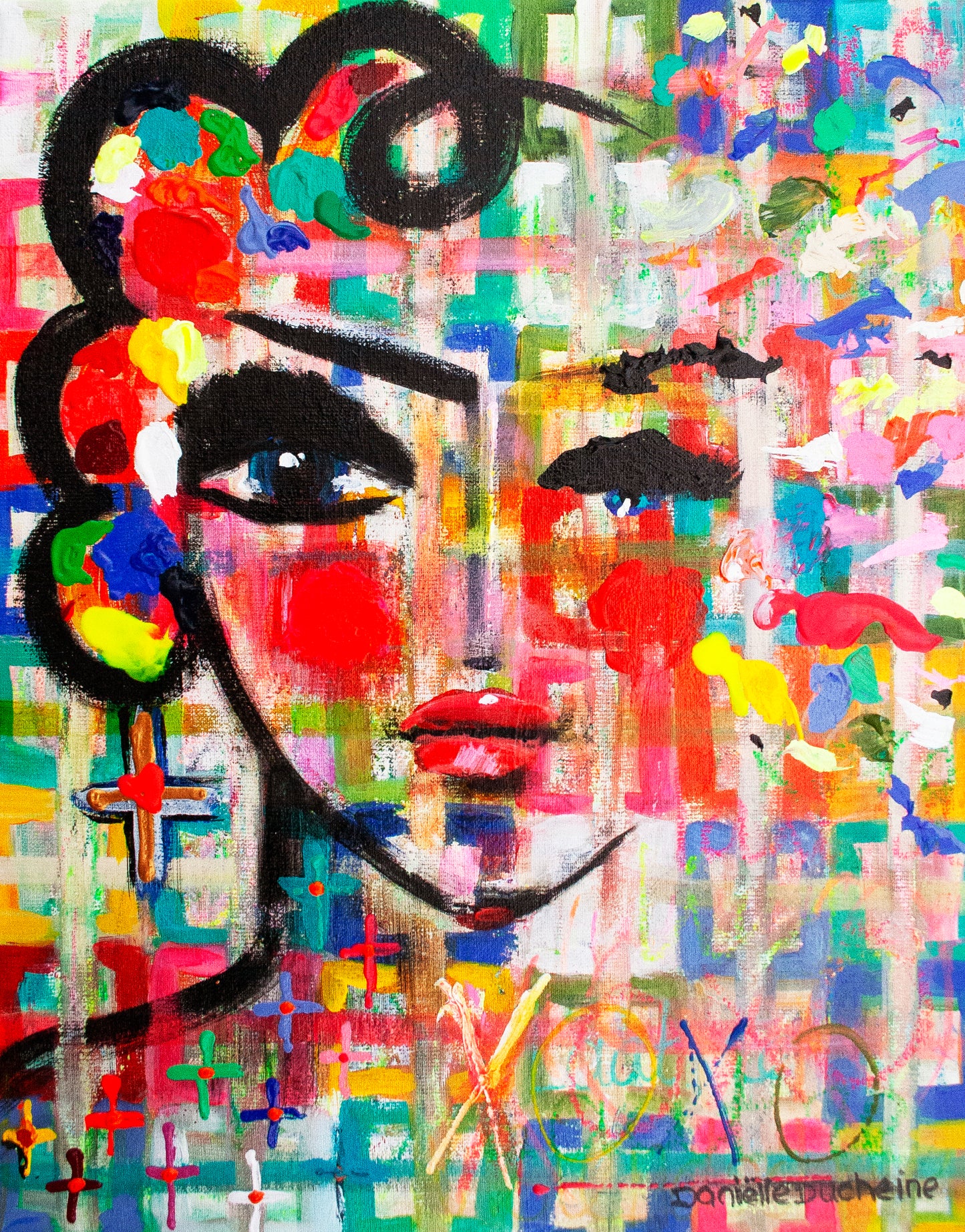 Origineel schilderij – kleurrijk expressief portret – Let it Go – Danielle Ducheine