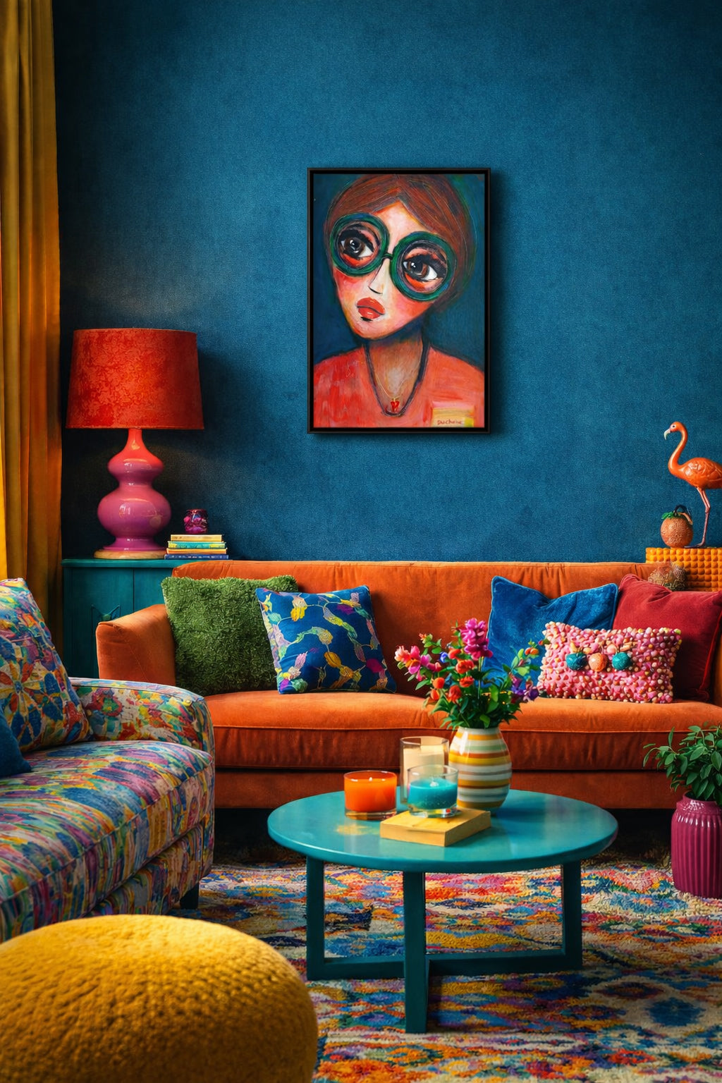 Origineel schilderij – kleurrijk expressief portret – Lone - bold & briliant – Danielle Ducheine