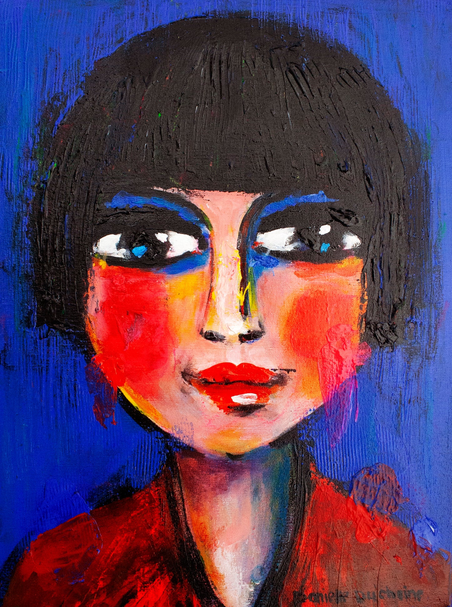 Origineel schilderij – kleurrijk abstract portret – Maud van Dongen – Danielle Ducheine