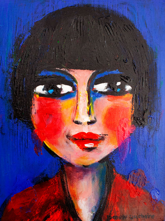 Origineel schilderij – kleurrijk abstract portret – Maud van Dongen – Danielle Ducheine