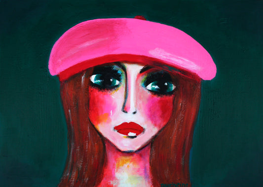 Origineel schilderij – kleurrijk expressief portret – Meisje uit Parijs – Danielle Ducheine