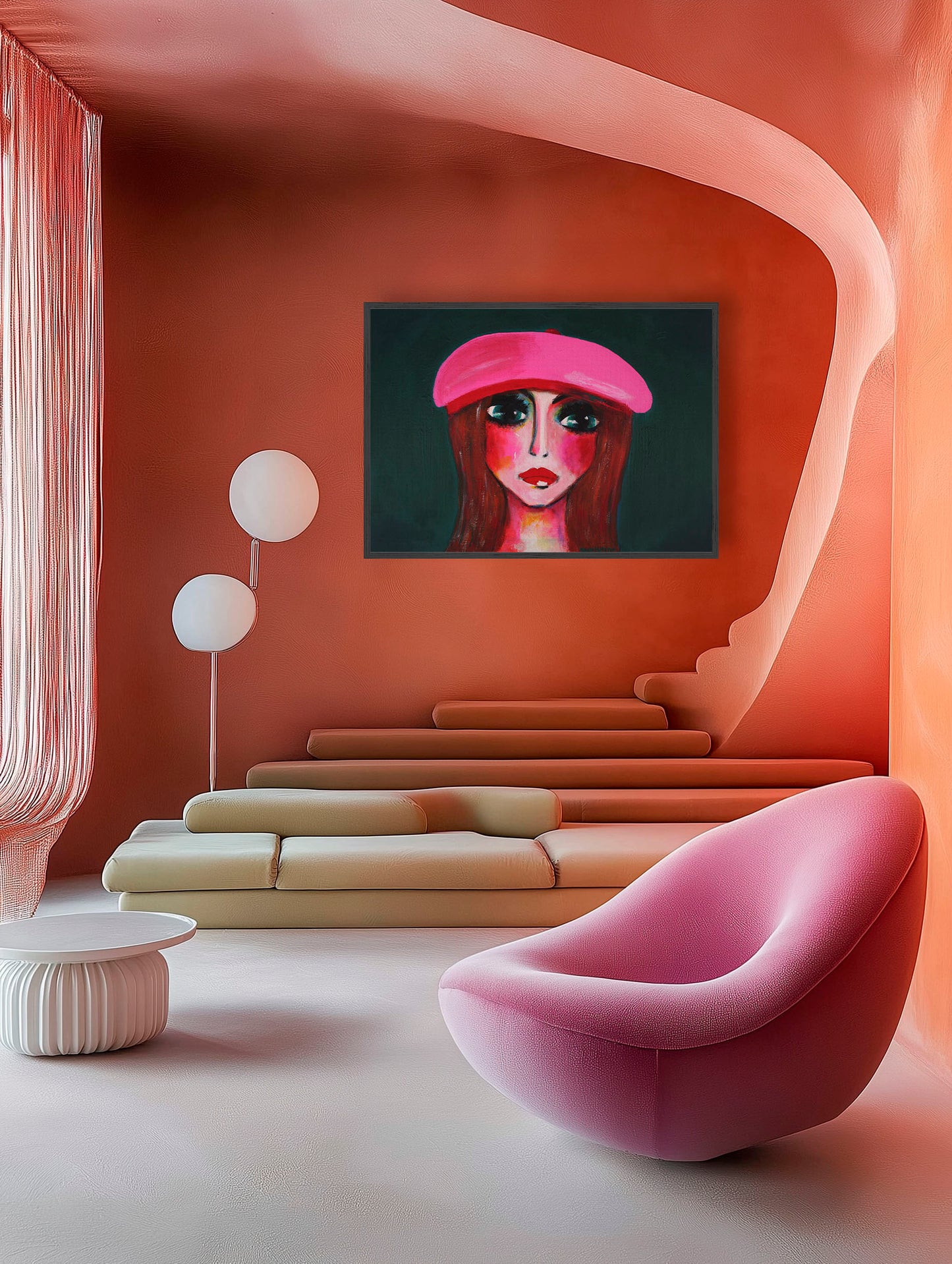 Origineel schilderij – kleurrijk expressief portret – Meisje uit Parijs – Danielle Ducheine