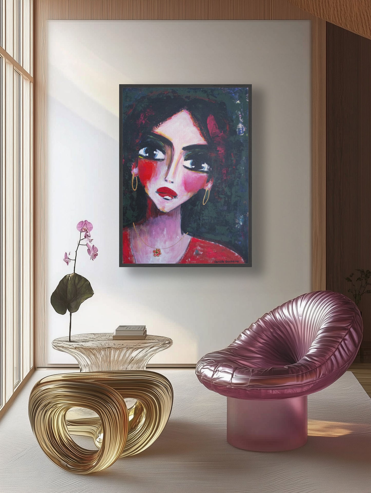 Origineel schilderij – kleurrijk expressief portret – Ogen vol vuur – Danielle Ducheine