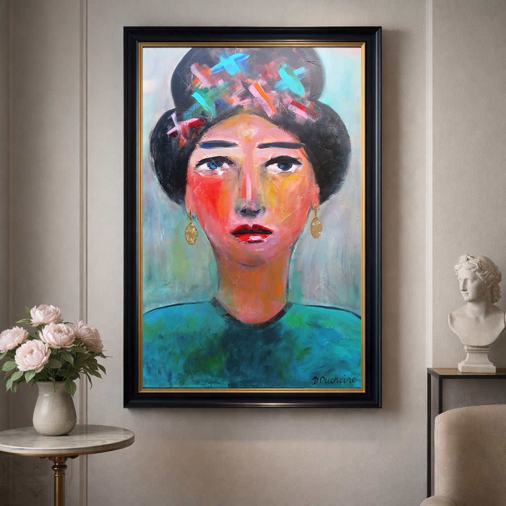 Origineel schilderij – kleurrijk intuïtief portret – Antoinette – Danielle Ducheine