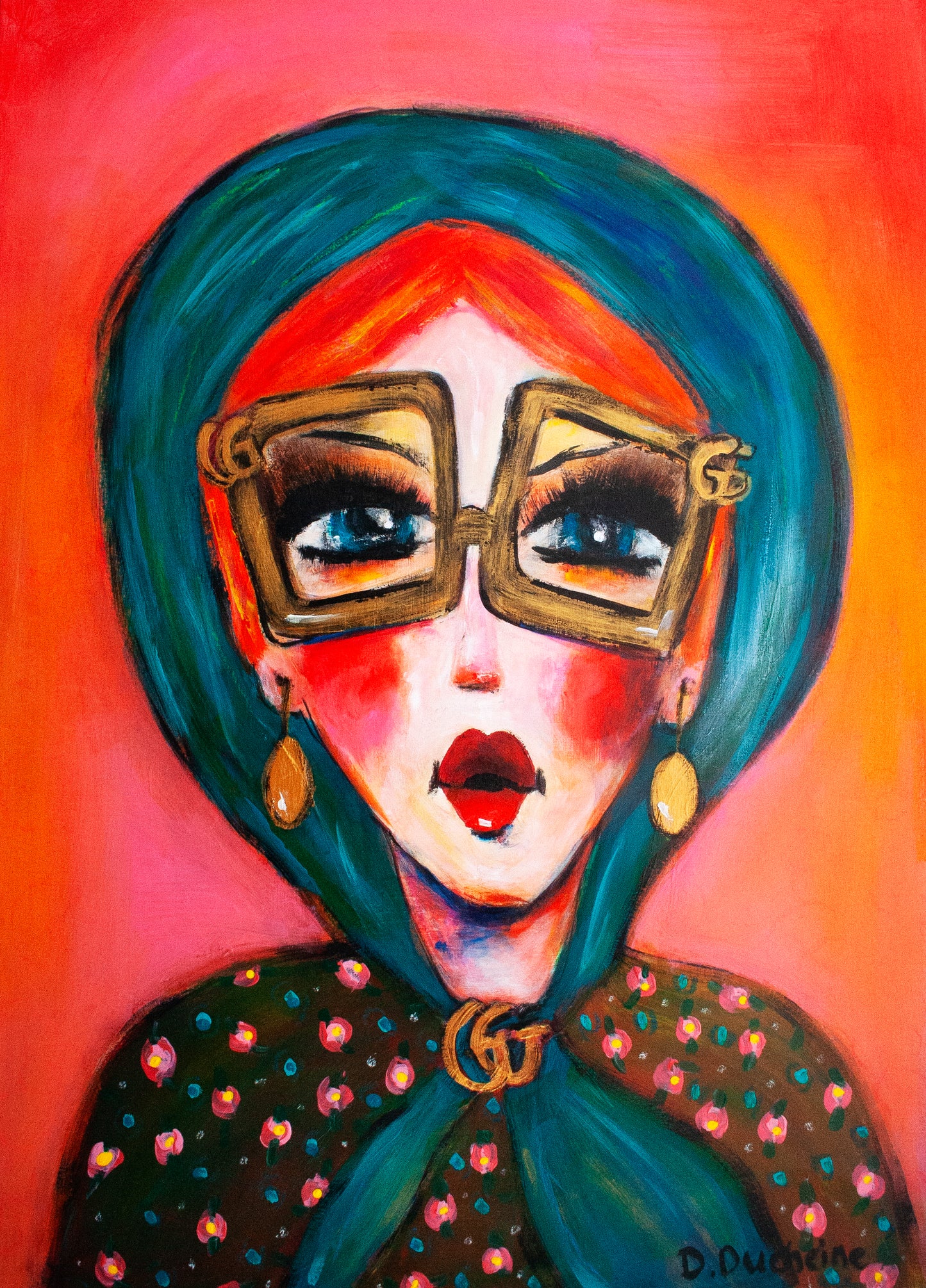 Origineel schilderij – kleurrijk expressief portret – Stijl met Lef – Danielle Ducheine