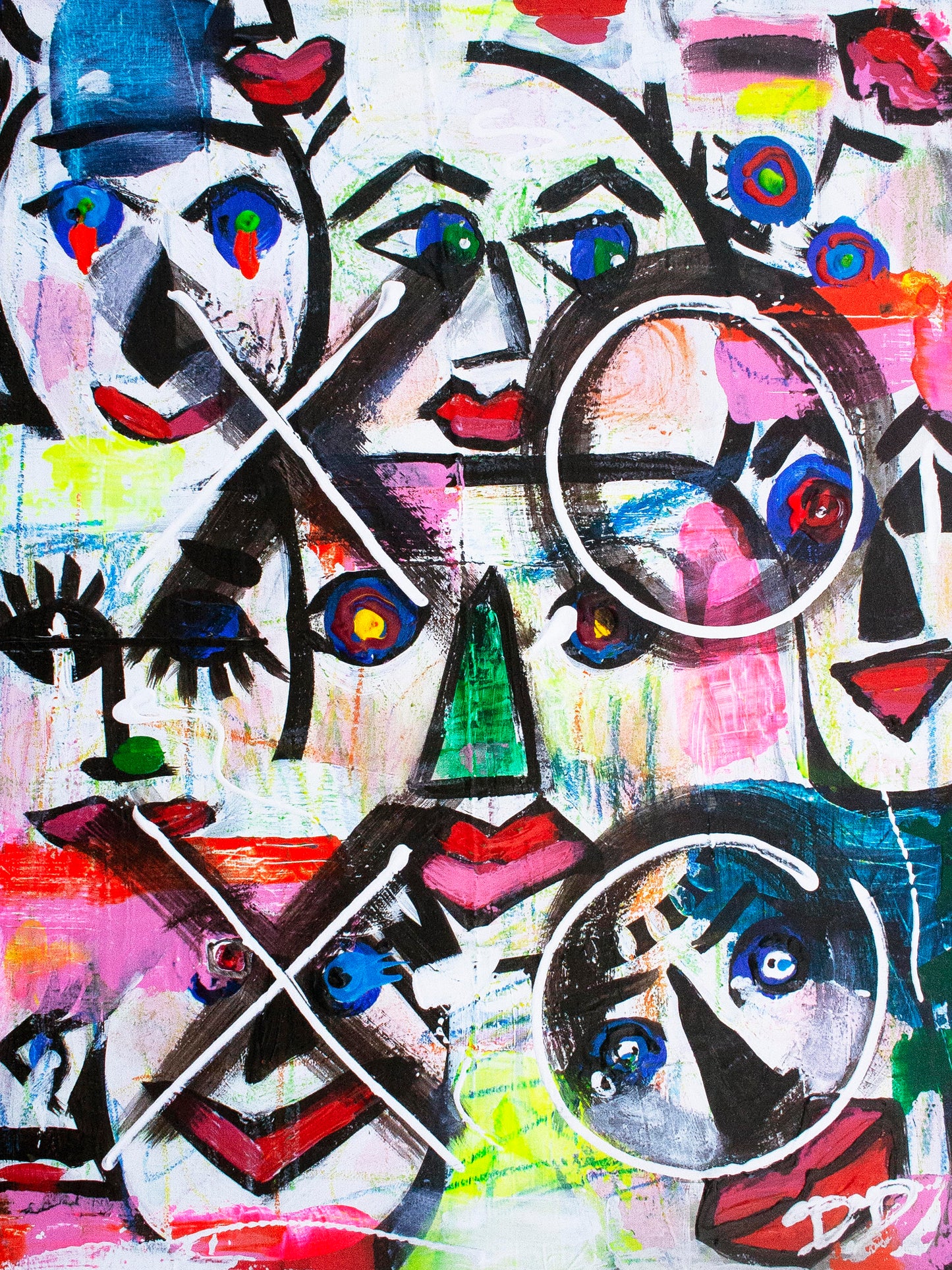 Origineel schilderij – kleurrijk abstract werk – XOXO Streetart – Danielle Ducheine