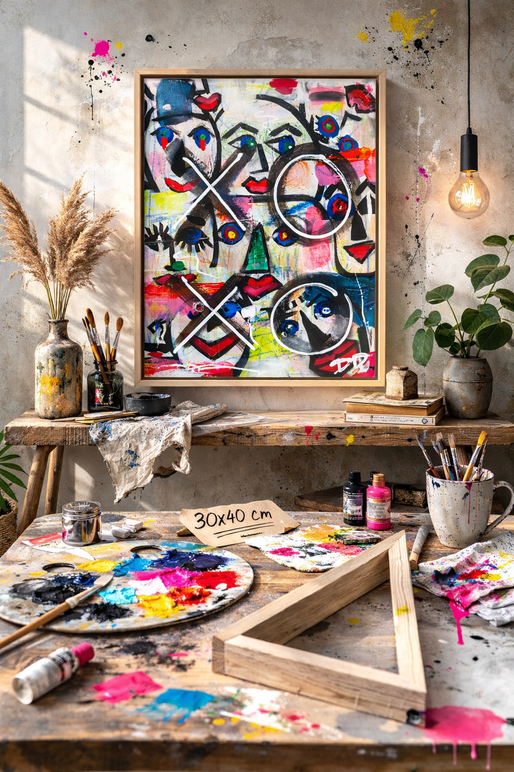 Origineel schilderij – kleurrijk abstract werk – XOXO Streetart – Danielle Ducheine