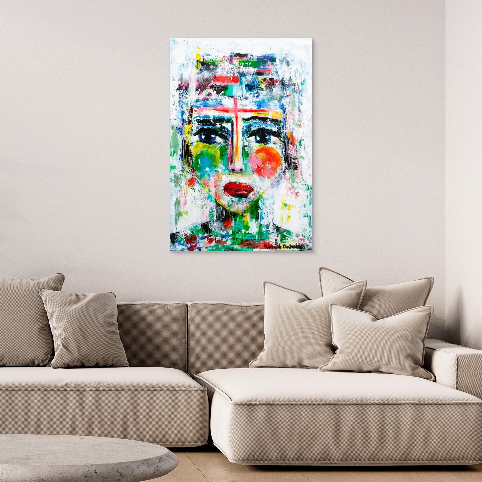 Fine art canvas print – kleurrijk abstract portret – Krachtige vrouw ontwaakt – Danielle Ducheine