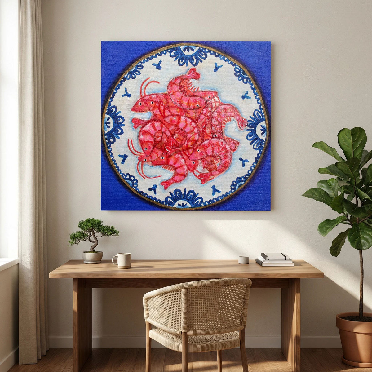 Garnalen met Lef – kleurrijke Fine Art Print op canvas