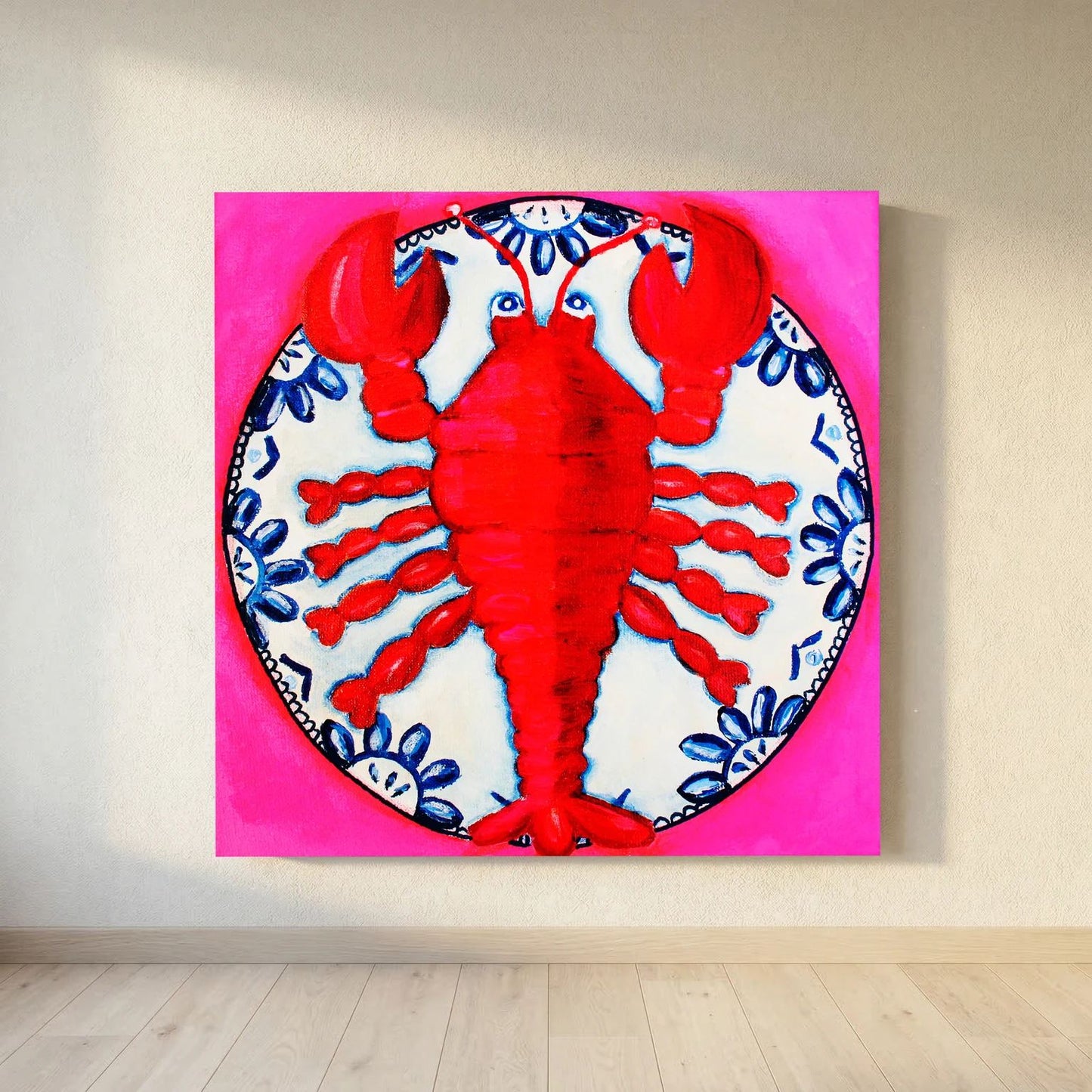 Kreeft met Lef – kleurrijke Fine Art Print op canvas