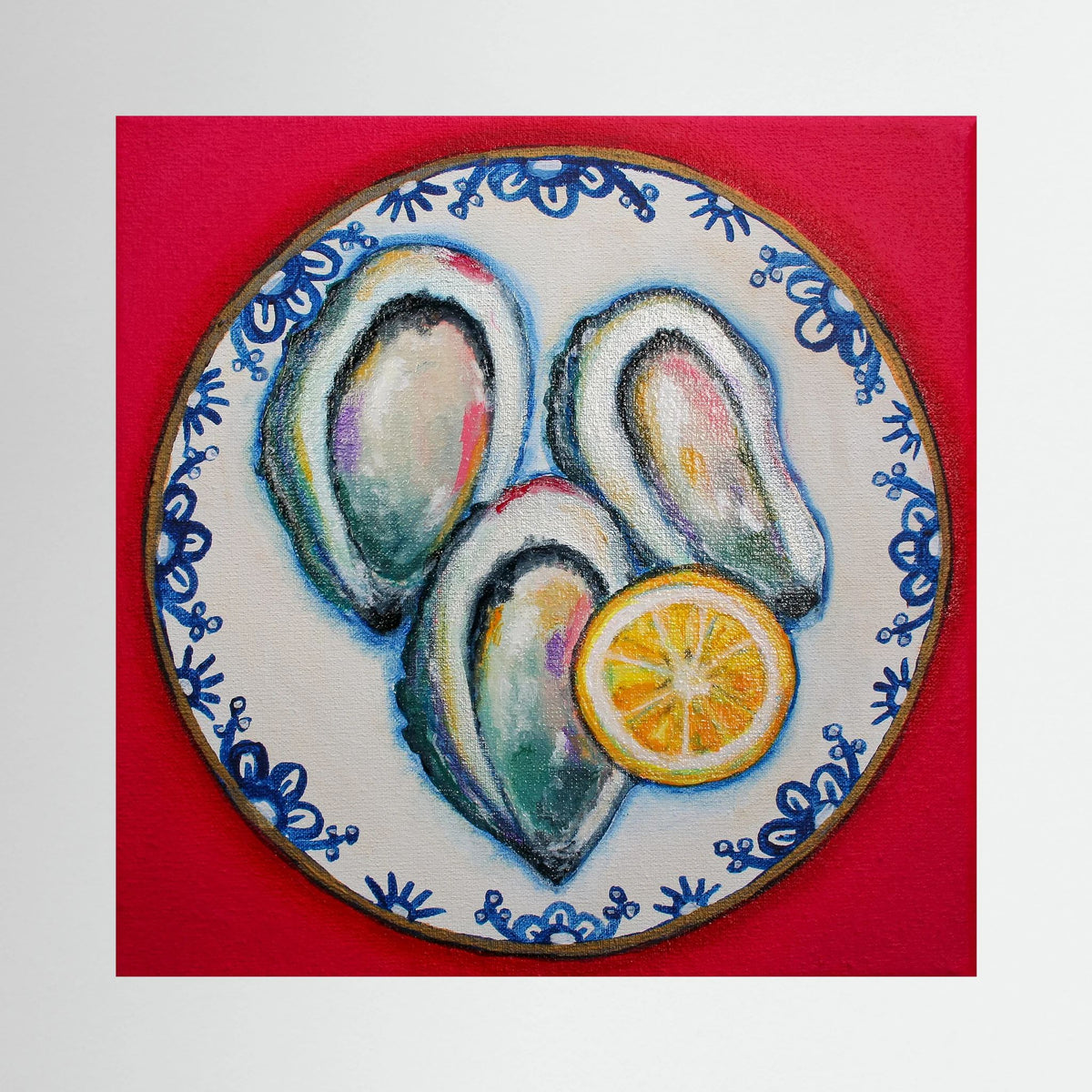 Oesters met Lef – kleurrijke Fine Art Print op canvas