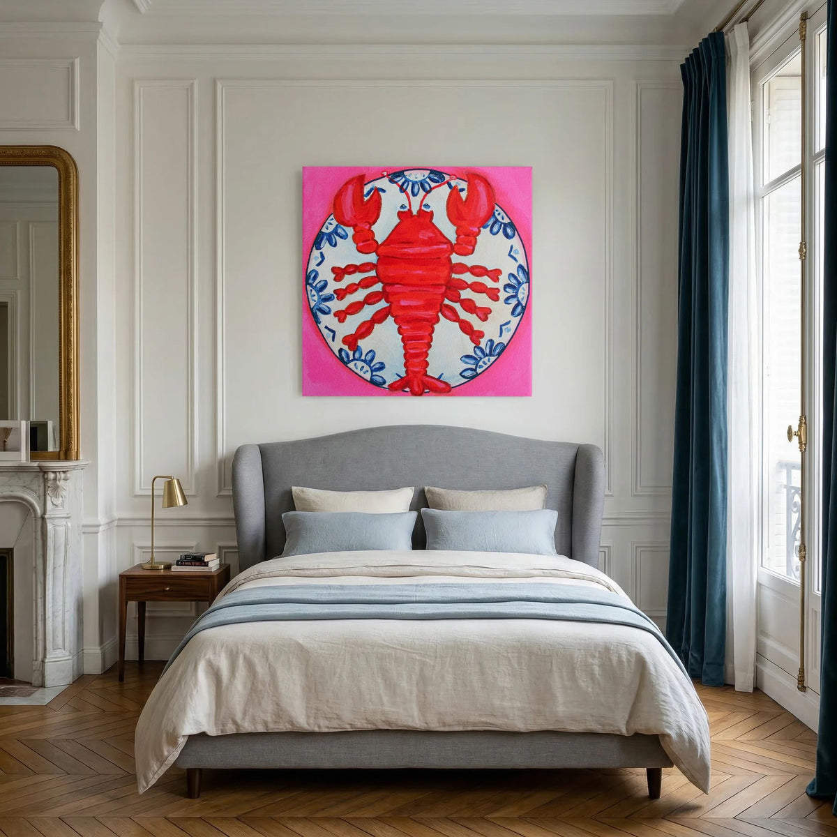 Kreeft met Lef – kleurrijke Fine Art Print op canvas