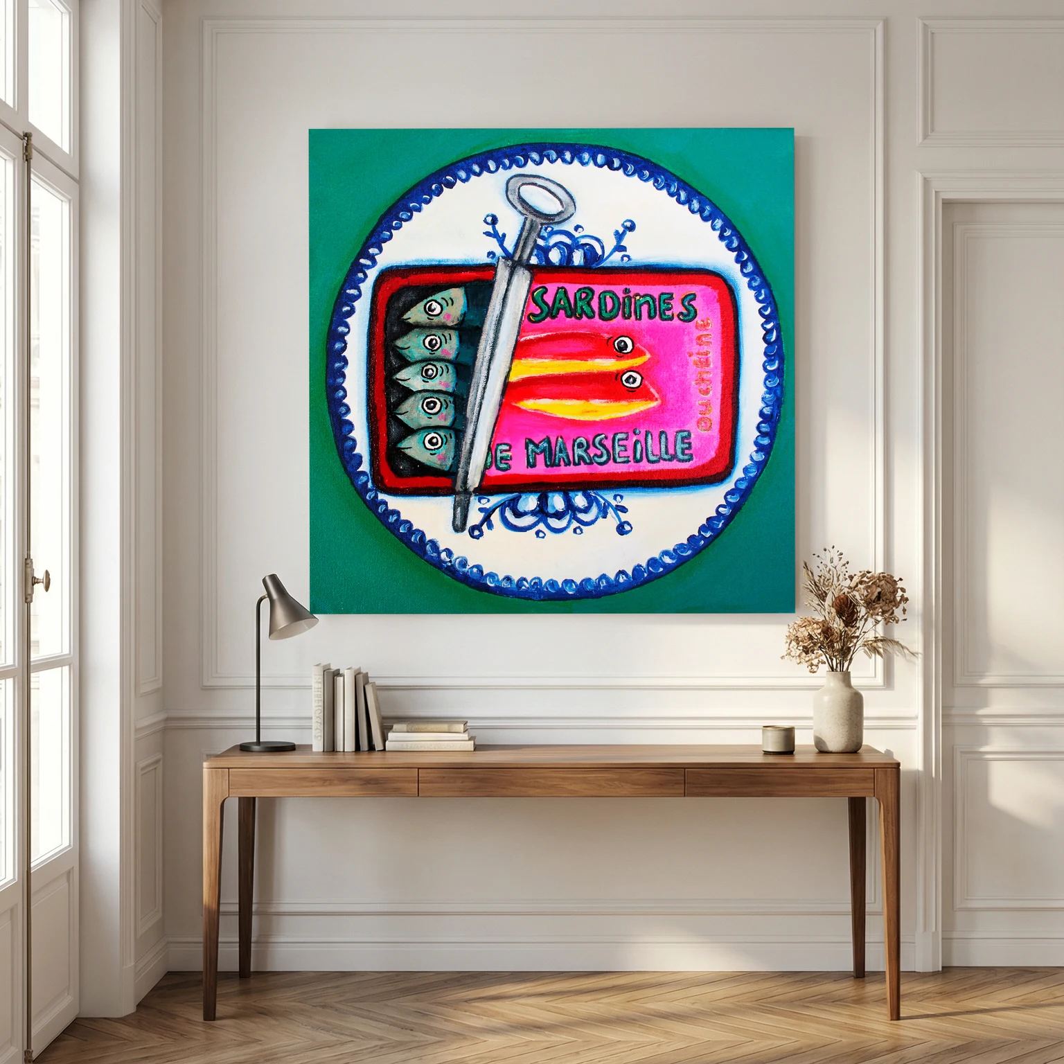 Sardines de Marseille – kleurrijke Fine Art Print op canvas