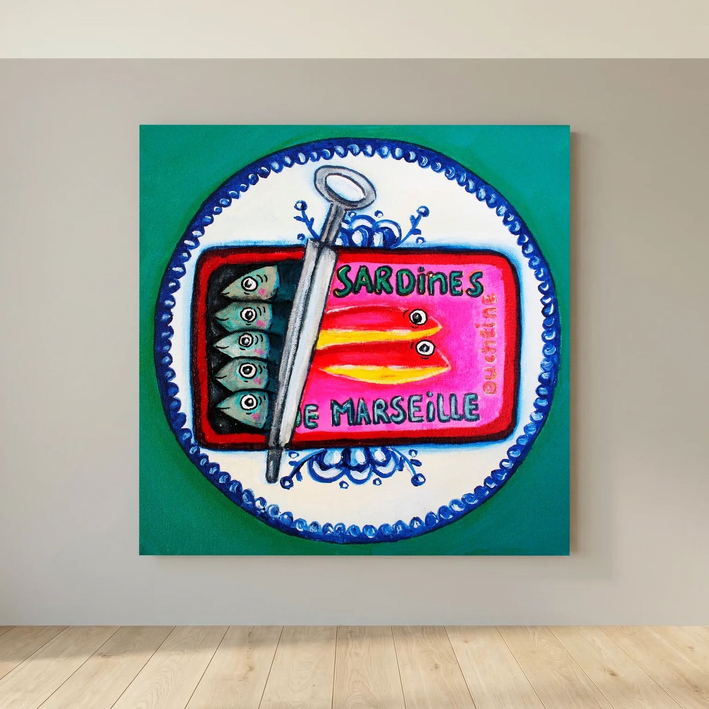 Sardines de Marseille – kleurrijke Fine Art Print op canvas