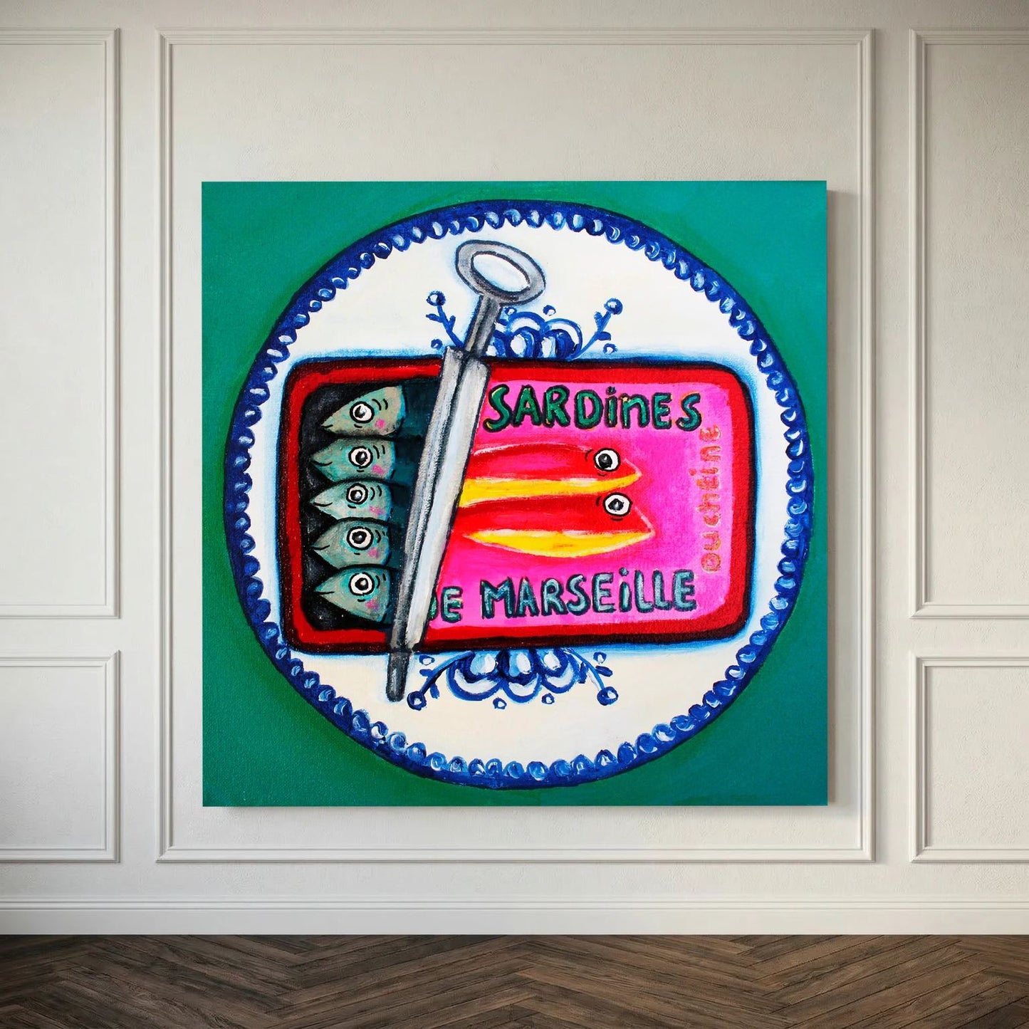 Sardines de Marseille – kleurrijke Fine Art Print op canvas