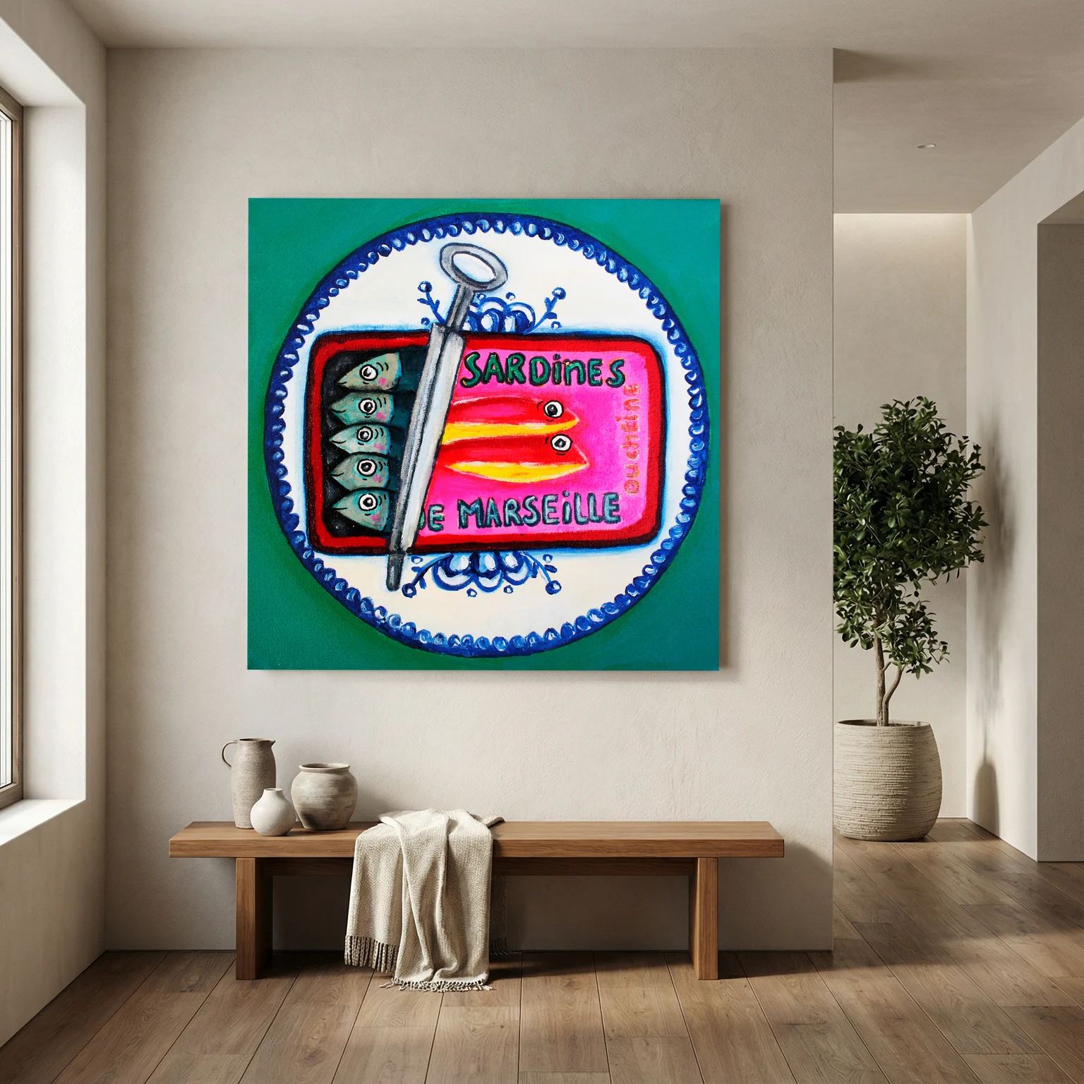 Sardines de Marseille – kleurrijke Fine Art Print op canvas