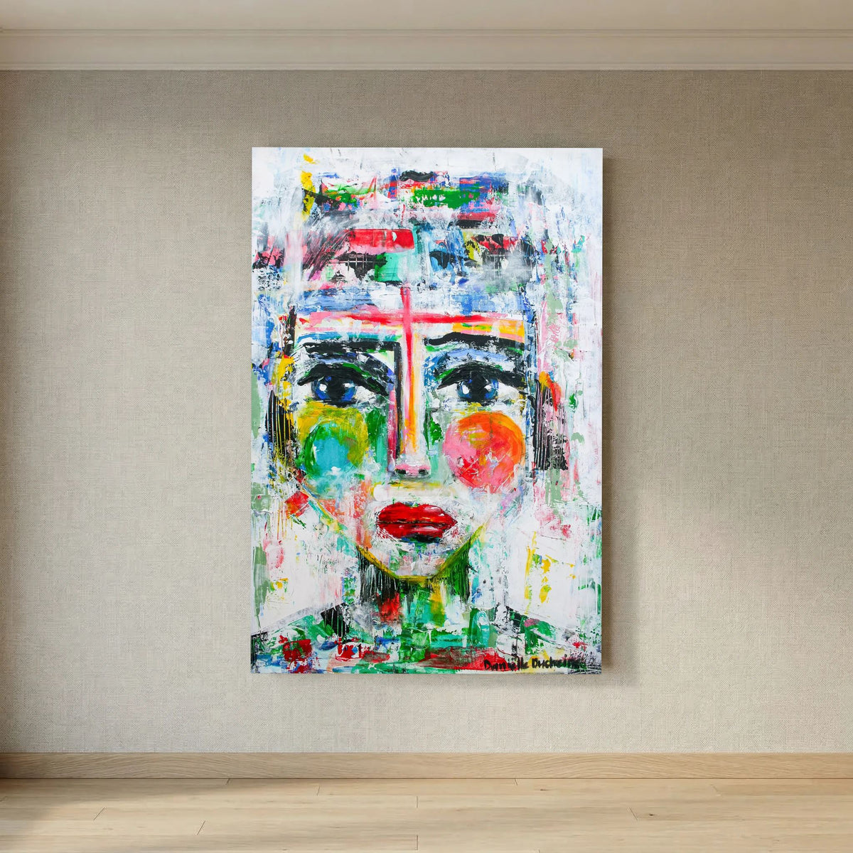 Krachtige vrouw ontwaakt – kleurrijke Fine Art Print op canvas
