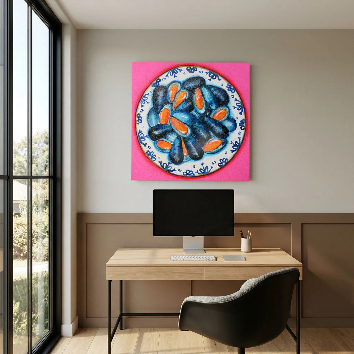Moules met Lef – kleurrijke Fine Art Print op canvas