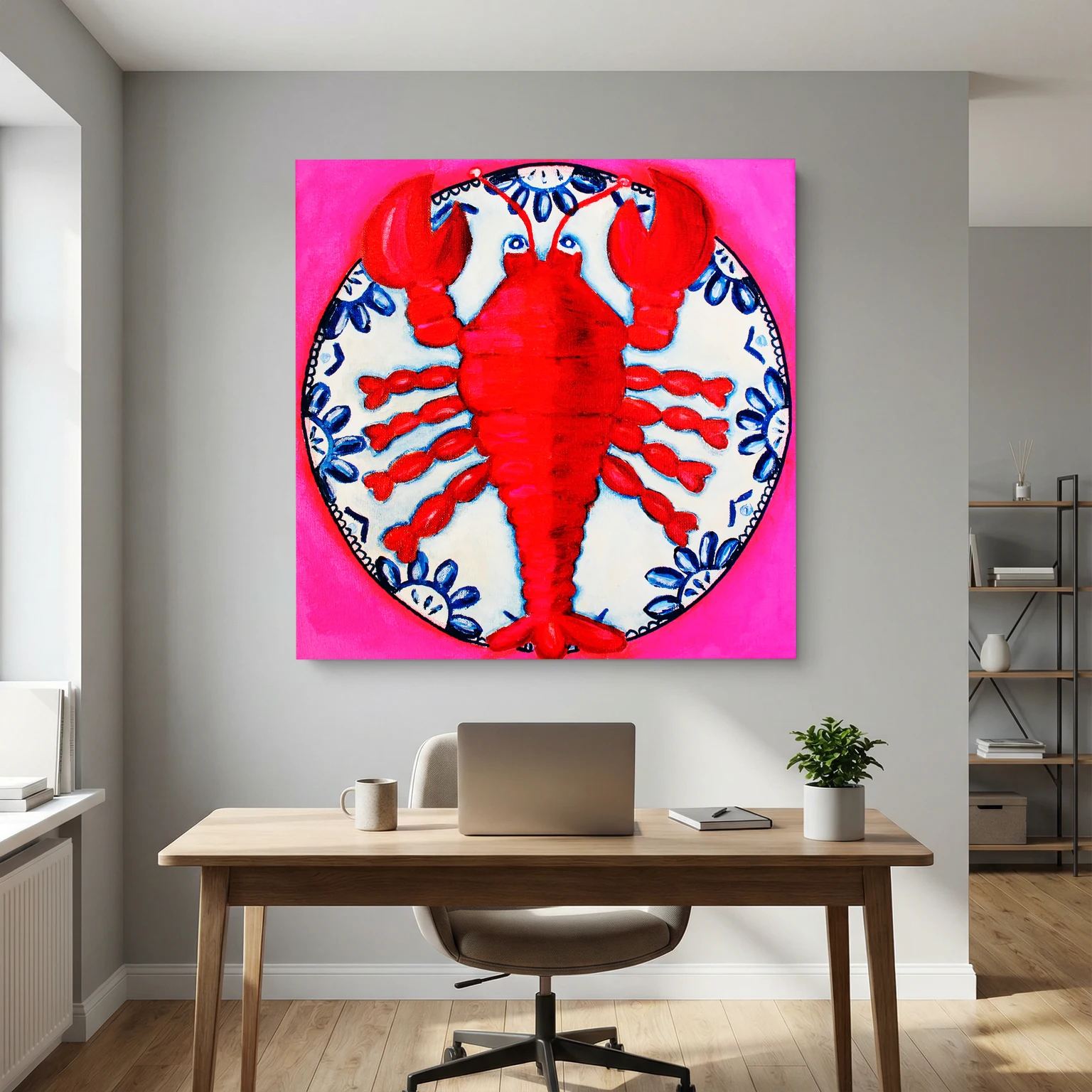 Kreeft met Lef – kleurrijke Fine Art Print op canvas
