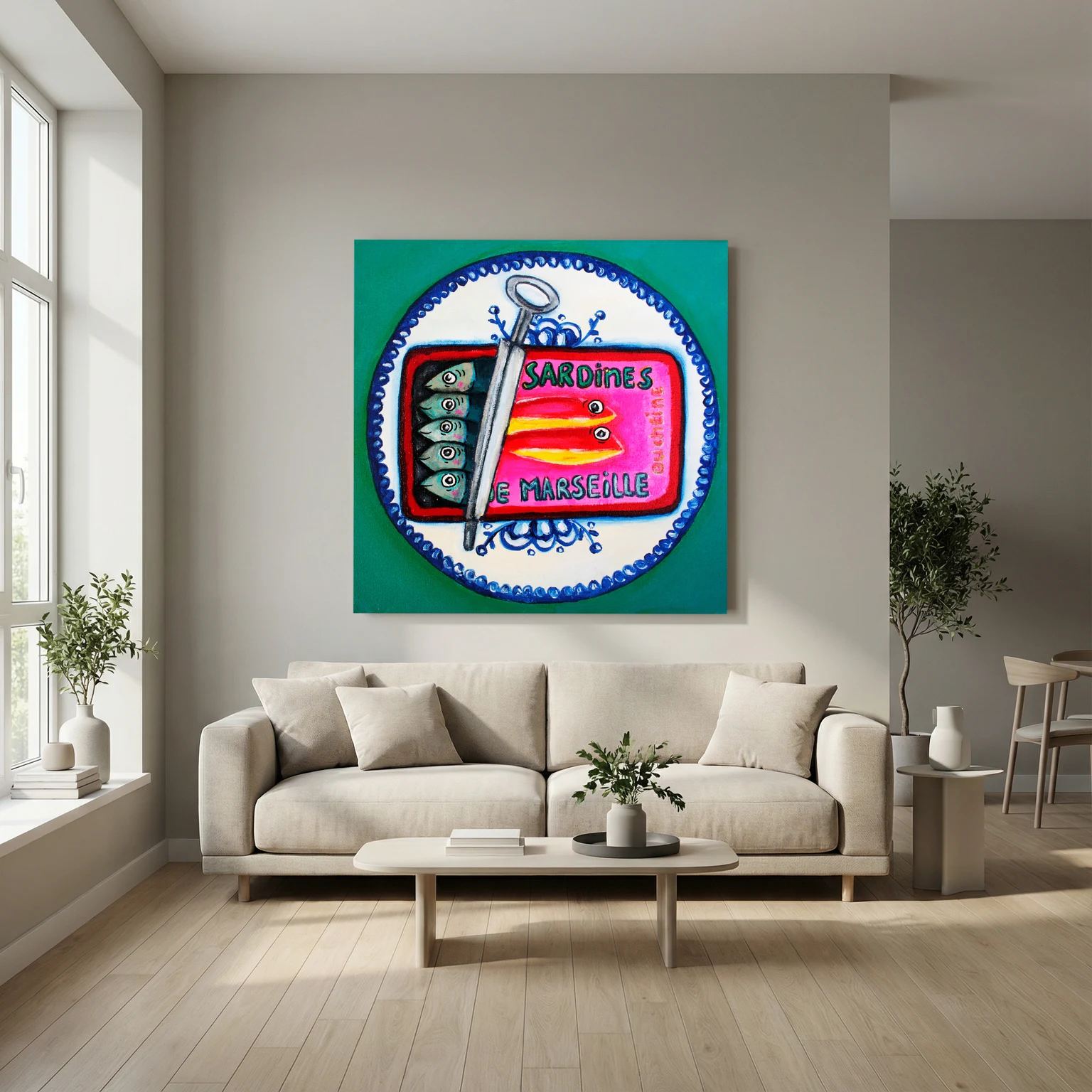 Sardines de Marseille – kleurrijke Fine Art Print op canvas
