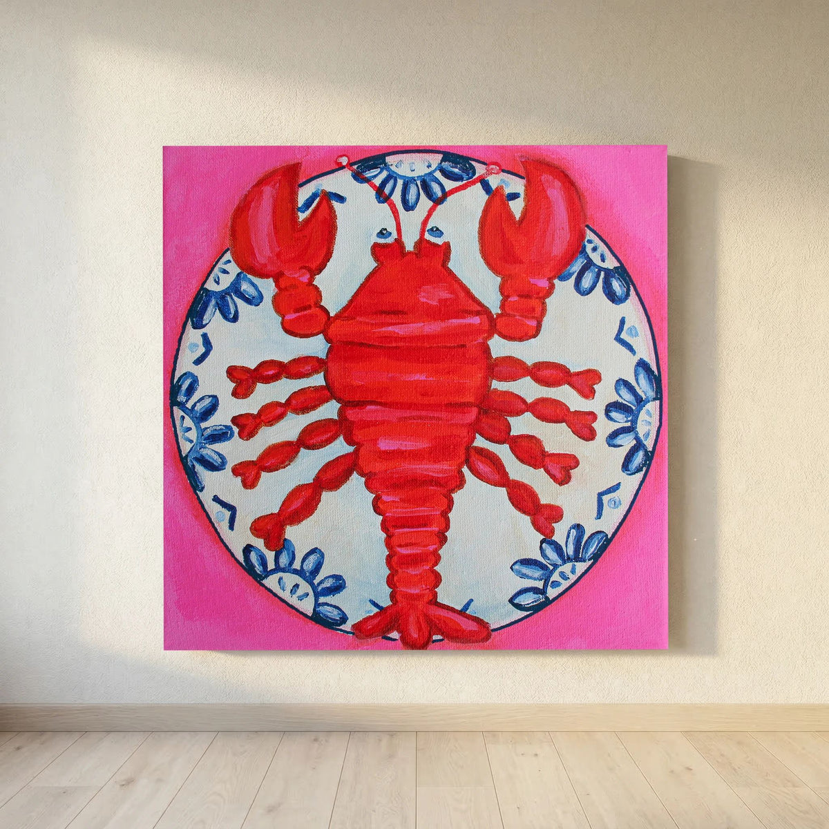 Kreeft met Lef – kleurrijke Fine Art Print op canvas