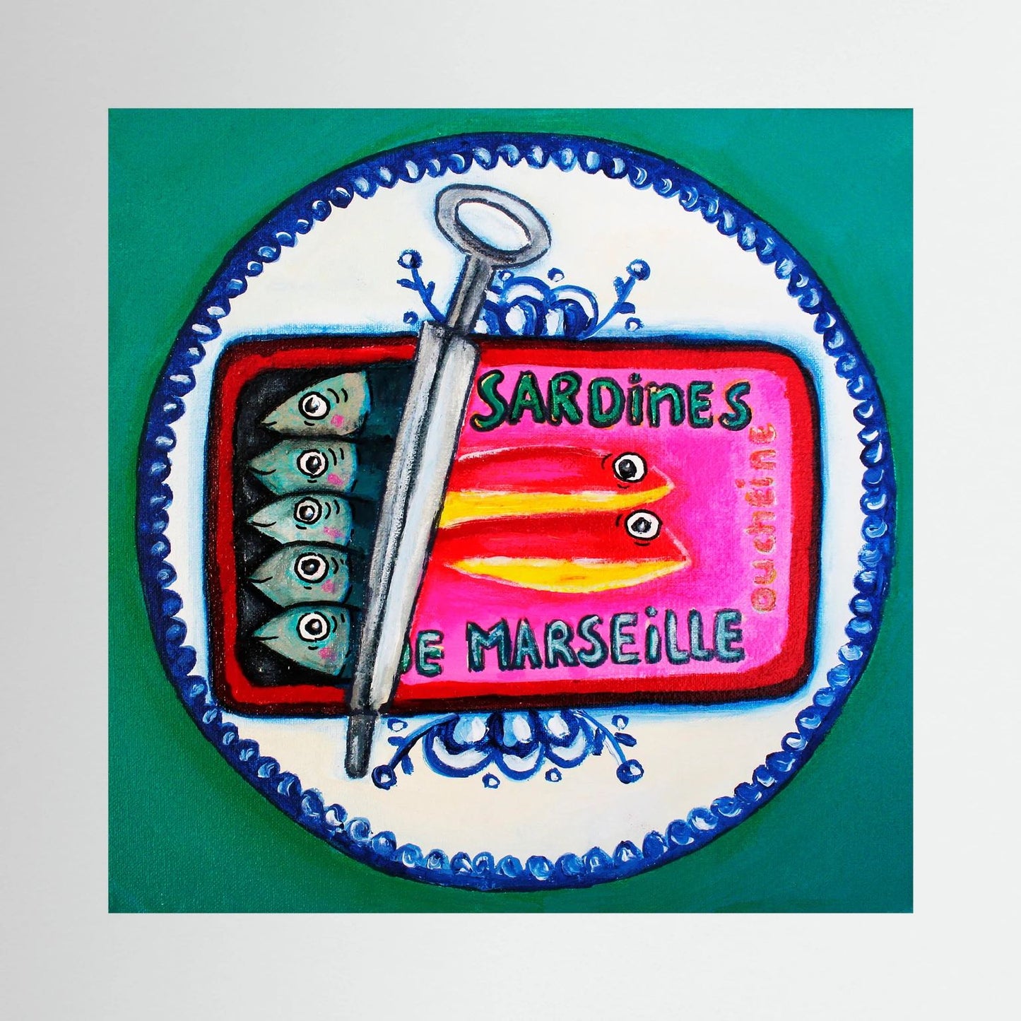 Sardines de Marseille – kleurrijke Fine Art Print op canvas