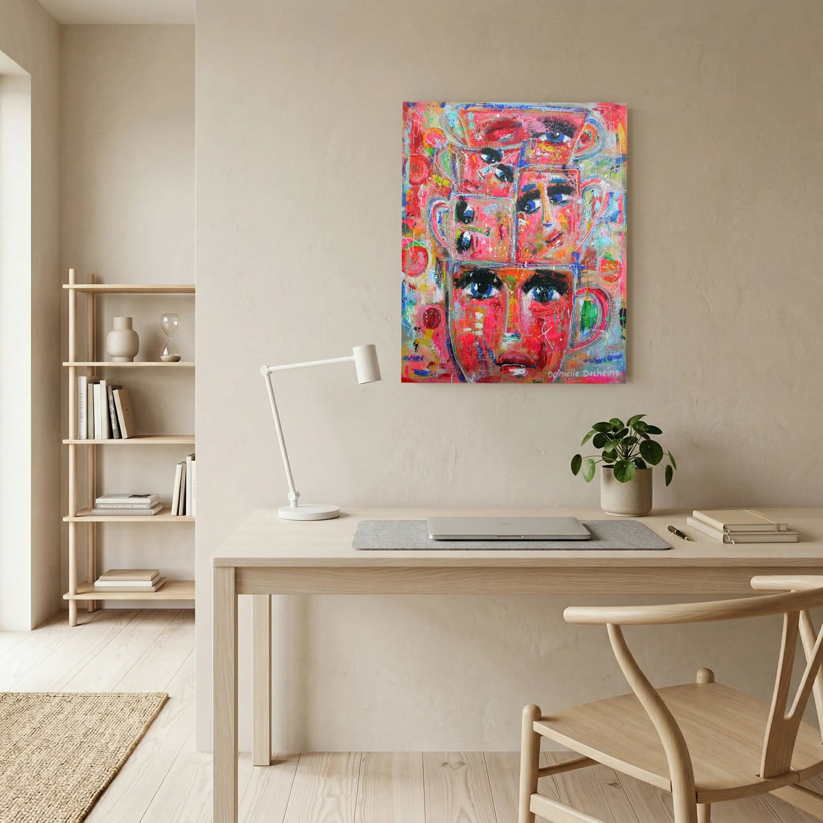 Stapel kopjes - kleurrijke Fine Art Print op canvas