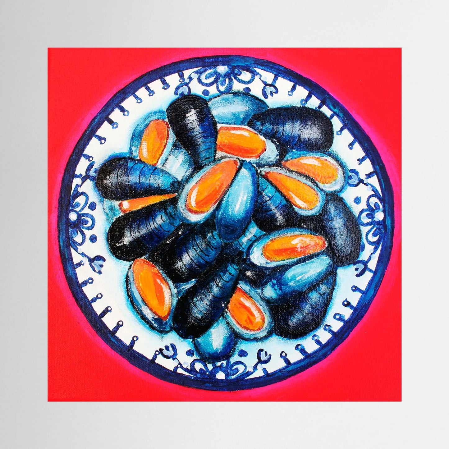 Moules met Lef – kleurrijke Fine Art Print op canvas