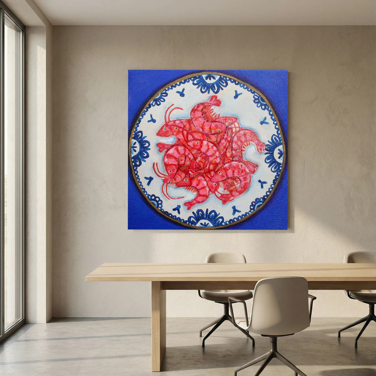 Garnalen met Lef – kleurrijke Fine Art Print op canvas