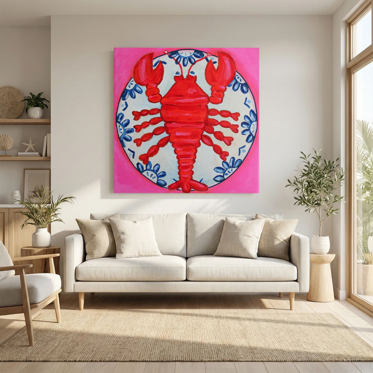 Kreeft met Lef – kleurrijke Fine Art Print op canvas