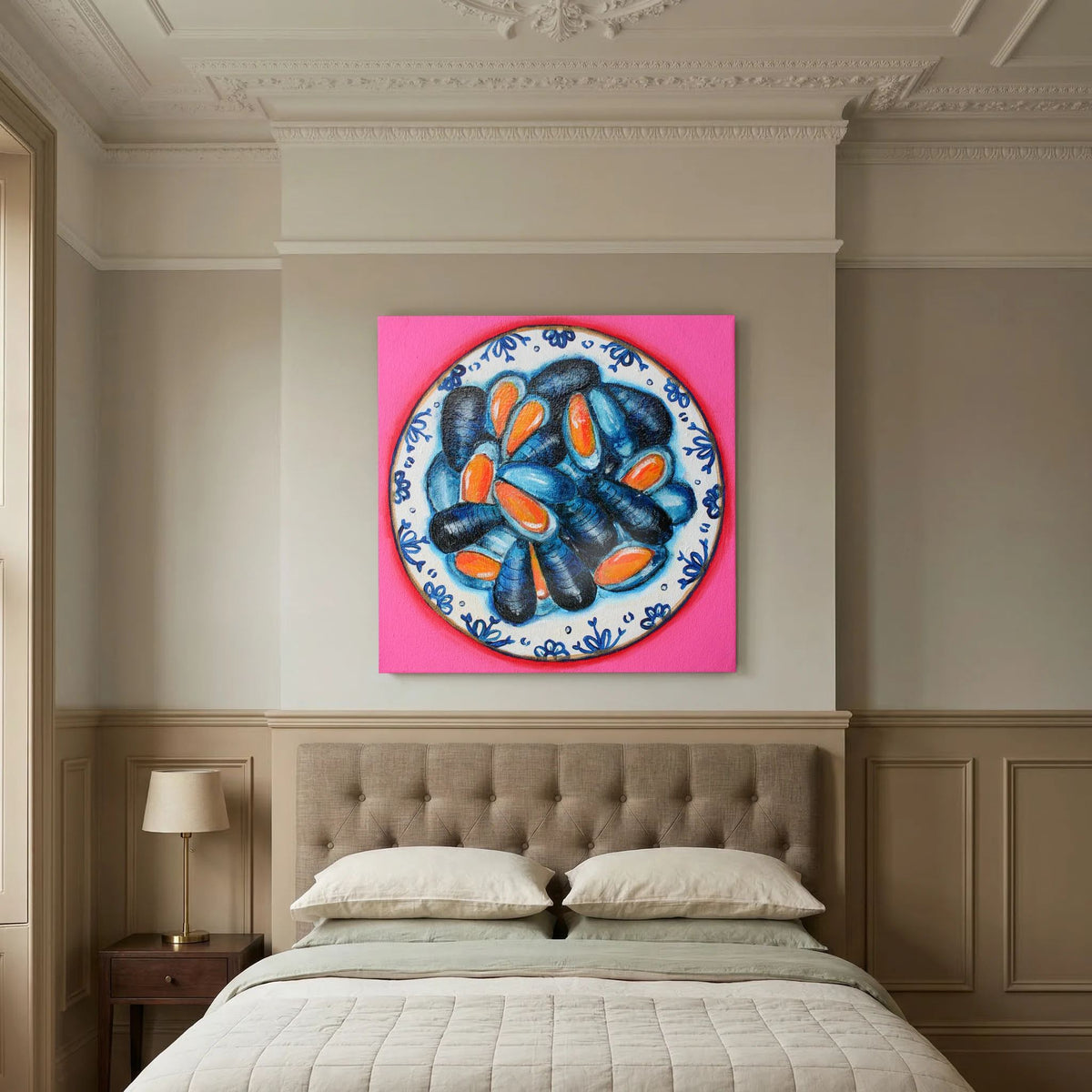 Moules met Lef – kleurrijke Fine Art Print op canvas