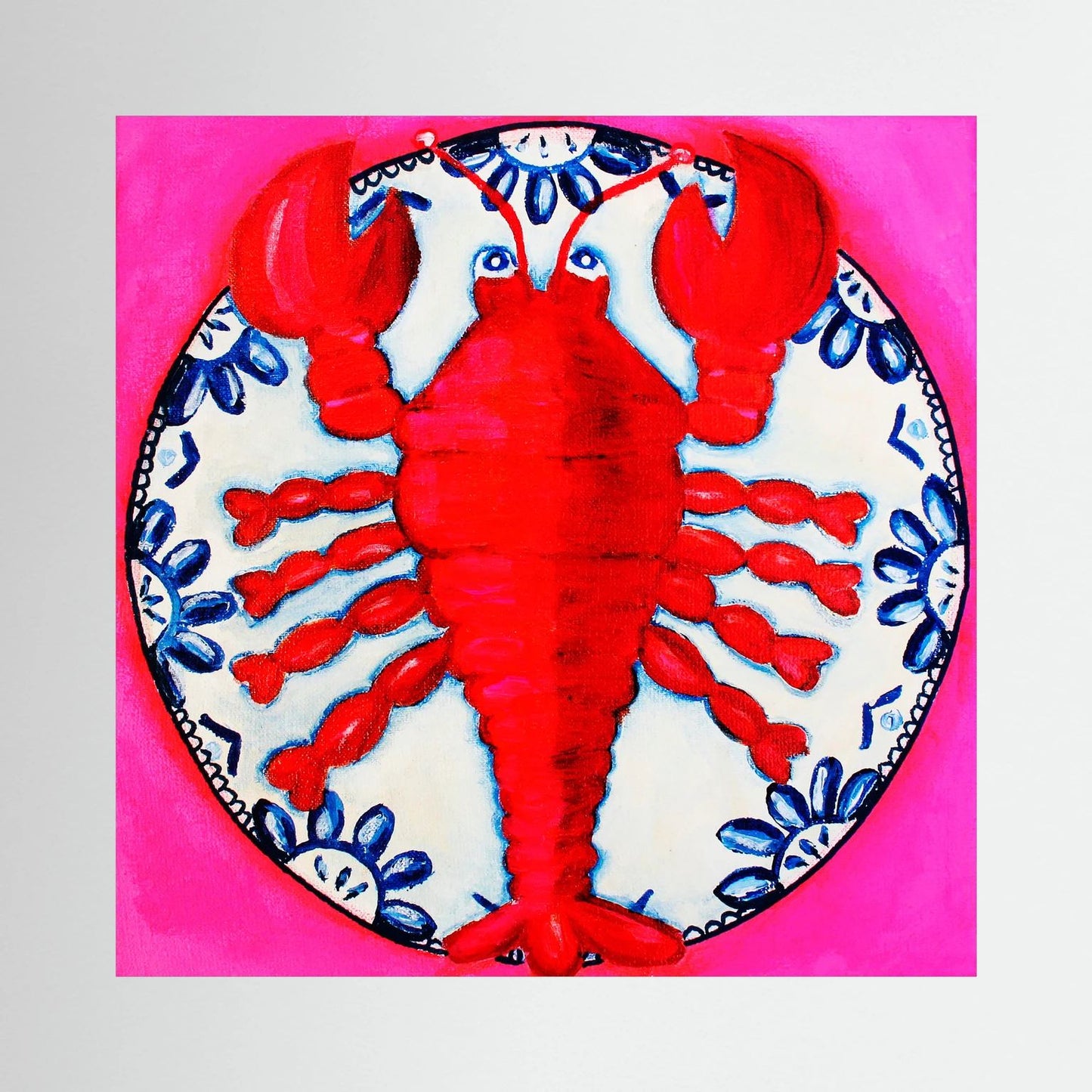 Kreeft met Lef – kleurrijke Fine Art Print op canvas